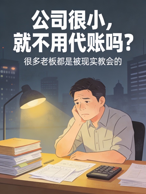 ✅ 封面 AI 提示词（稳妥通用版｜安全耐看）

写实风格插画，一位普通中国小微企业老板坐在昏黄灯光下的办公桌前，桌上堆着账本、发票和计算器，老板神情疲惫又犹豫，背景是模糊的城市夜景和写字楼剪影，整体预览效果