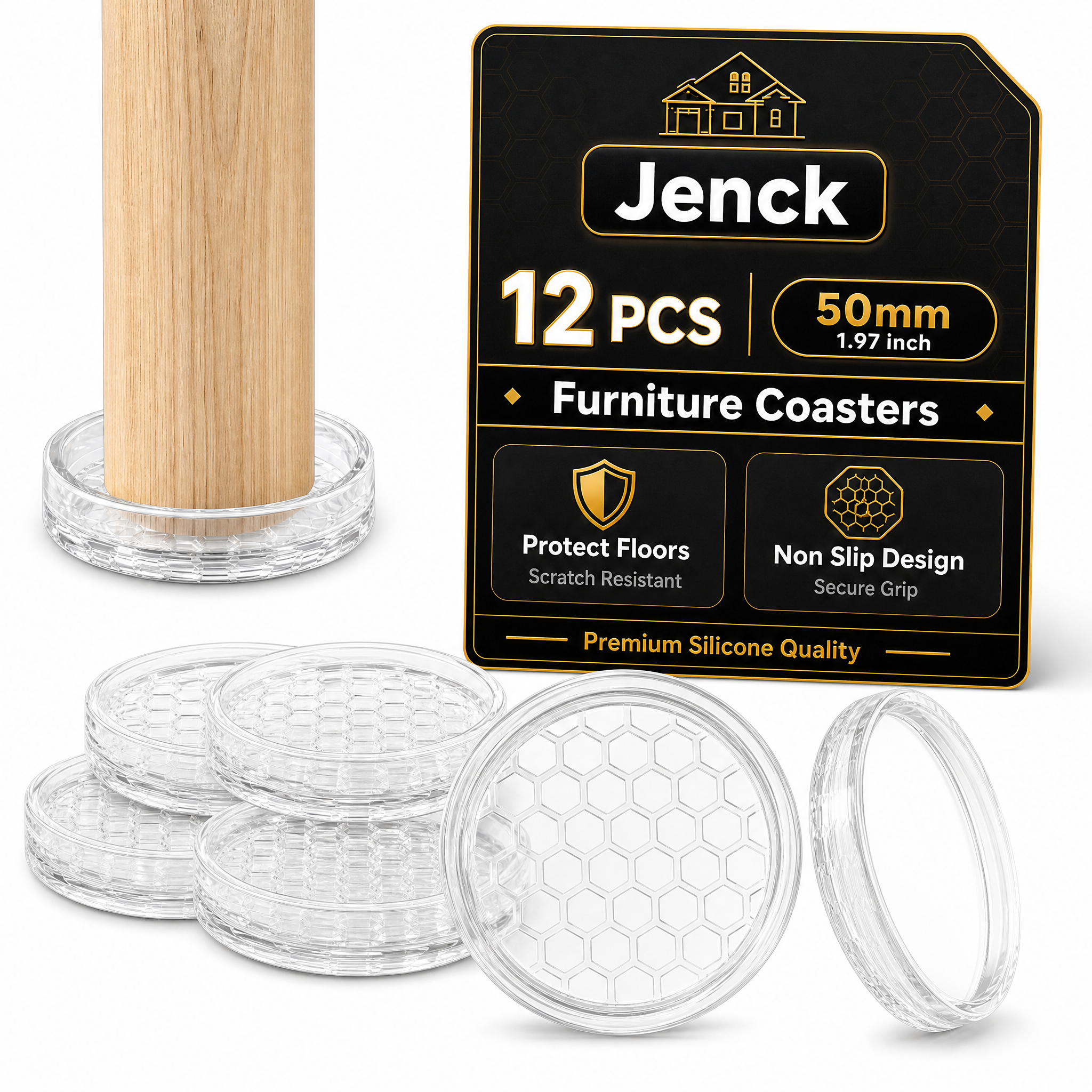 [Amazon主图 黑金配色 12PCS 50mm] Jenc… - 图片创意预览