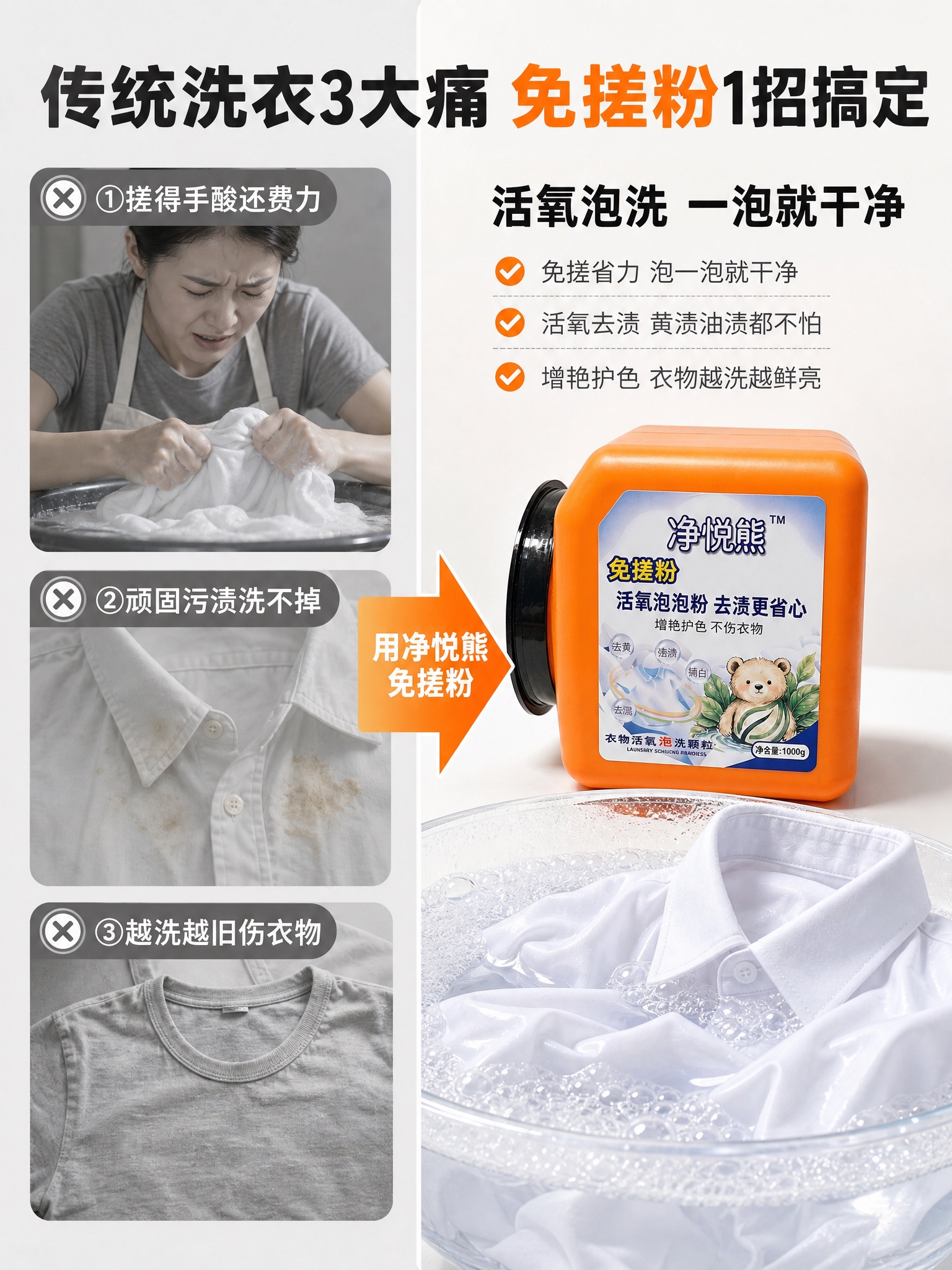 [商品] 使用【图1】净悦熊免搓粉橙色方罐产品；保留罐体橙色、… - 图片创意预览