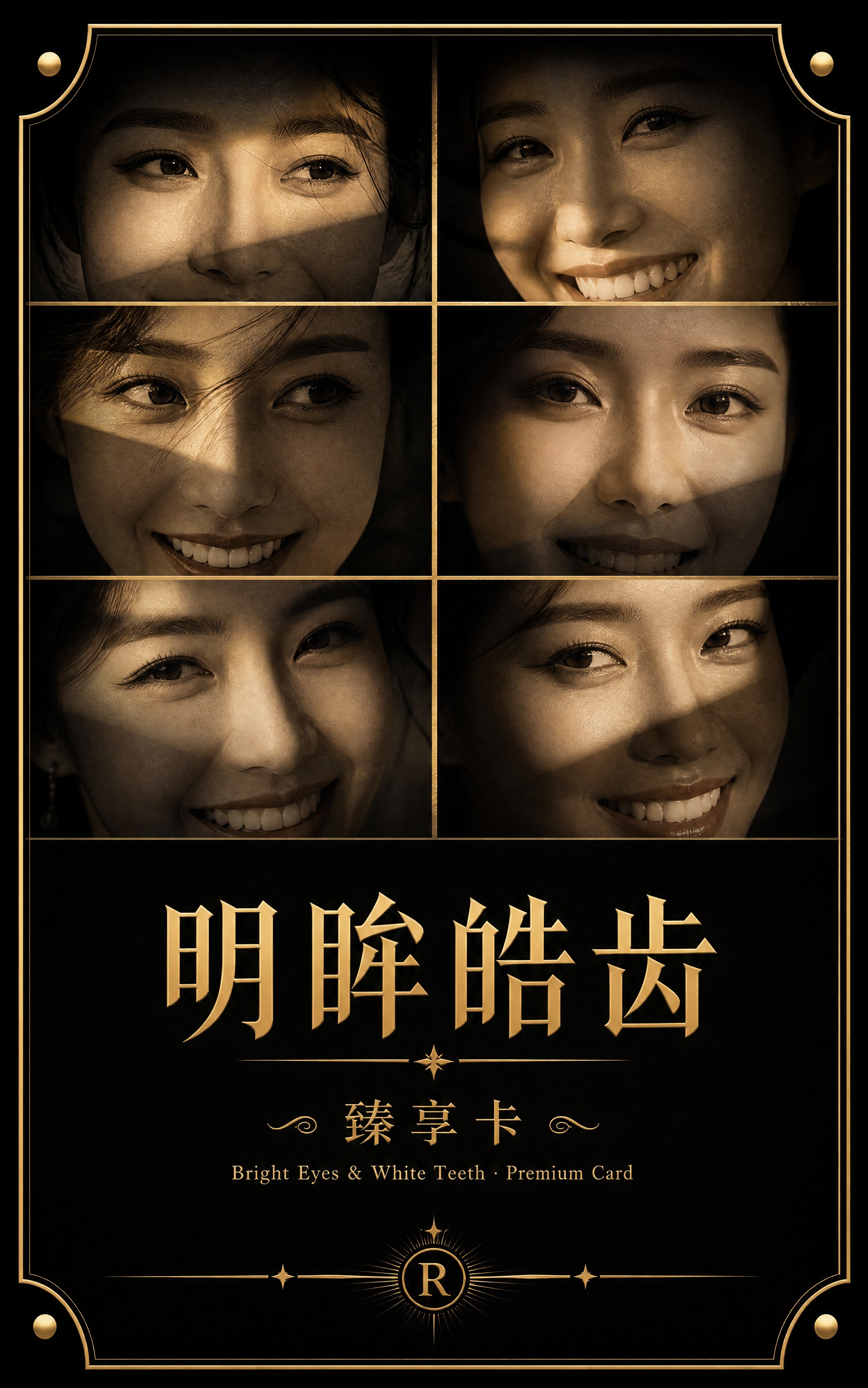 高端黑金会员卡正面设计，黑色背景配金色细边框，四角有金色装饰圆… - 图片创意预览