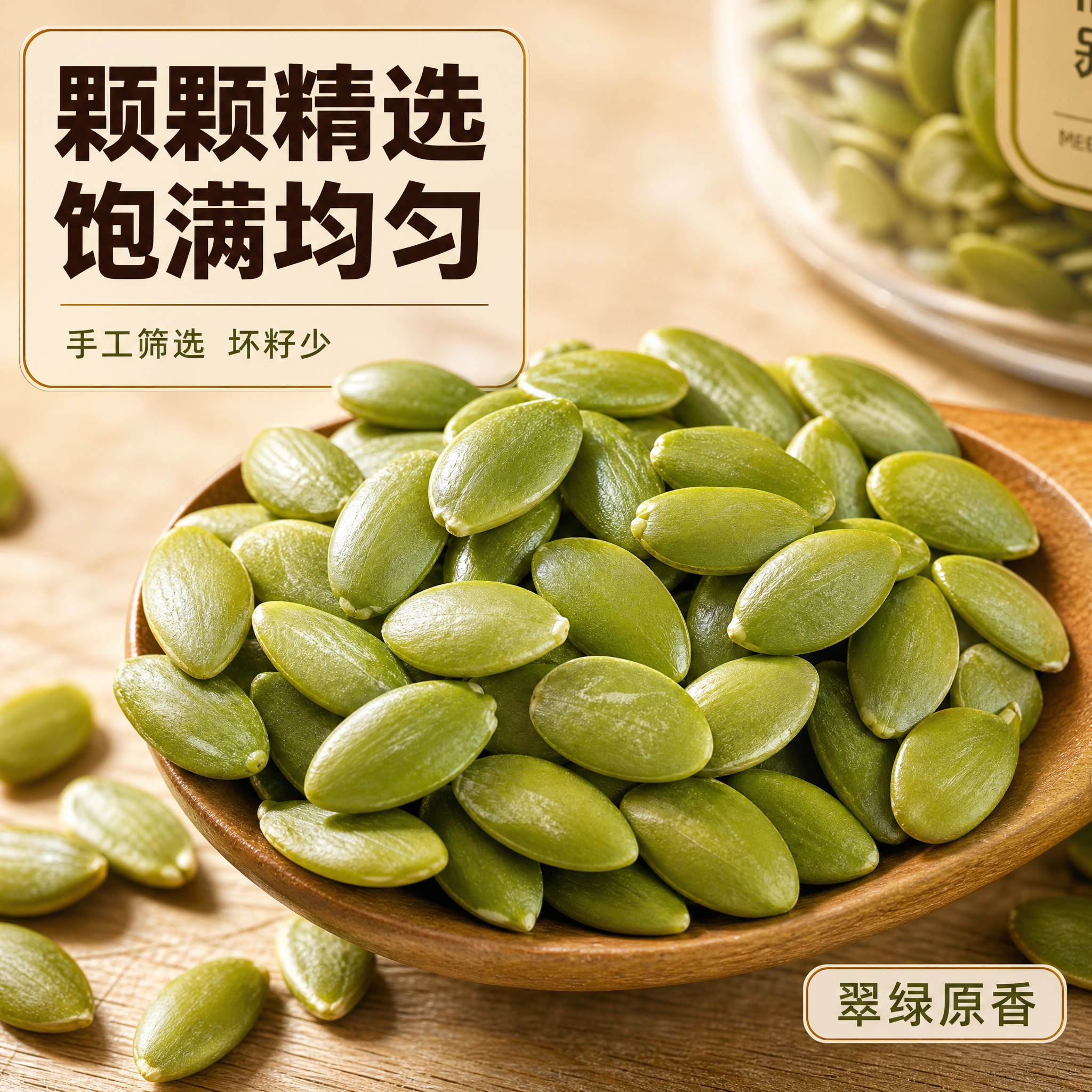 [主图-3] 主题：南瓜子仁微距细节特写。唯一任务：展示瓜子仁… - 图片创意预览