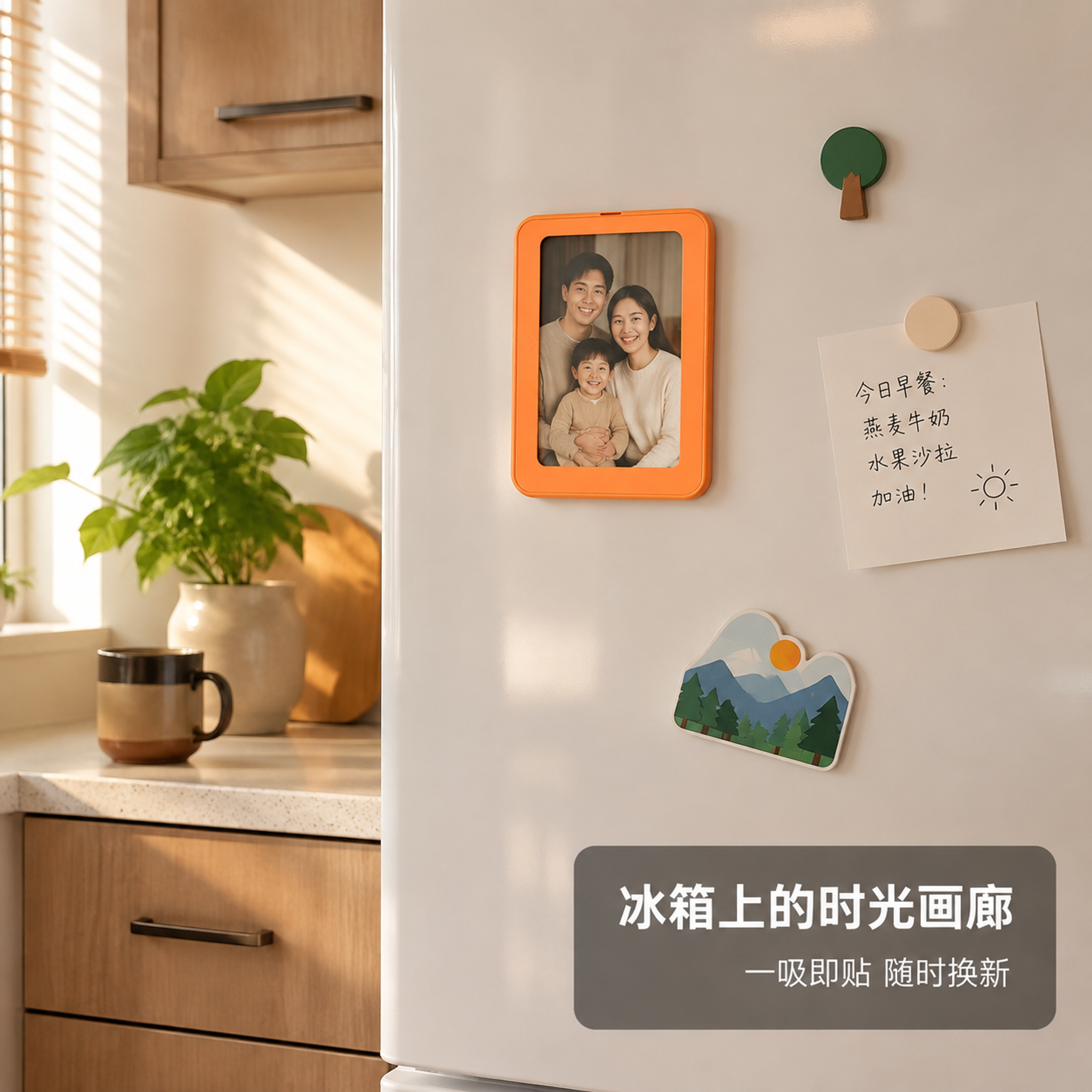 [主图-4] 使用场景 冰箱磁吸装饰场景 [氛围风格] 温馨家… - 图片创意预览