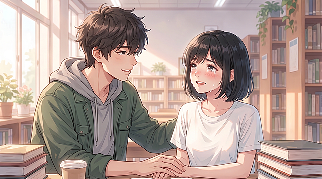 图中还要有男主周屿在开导女主