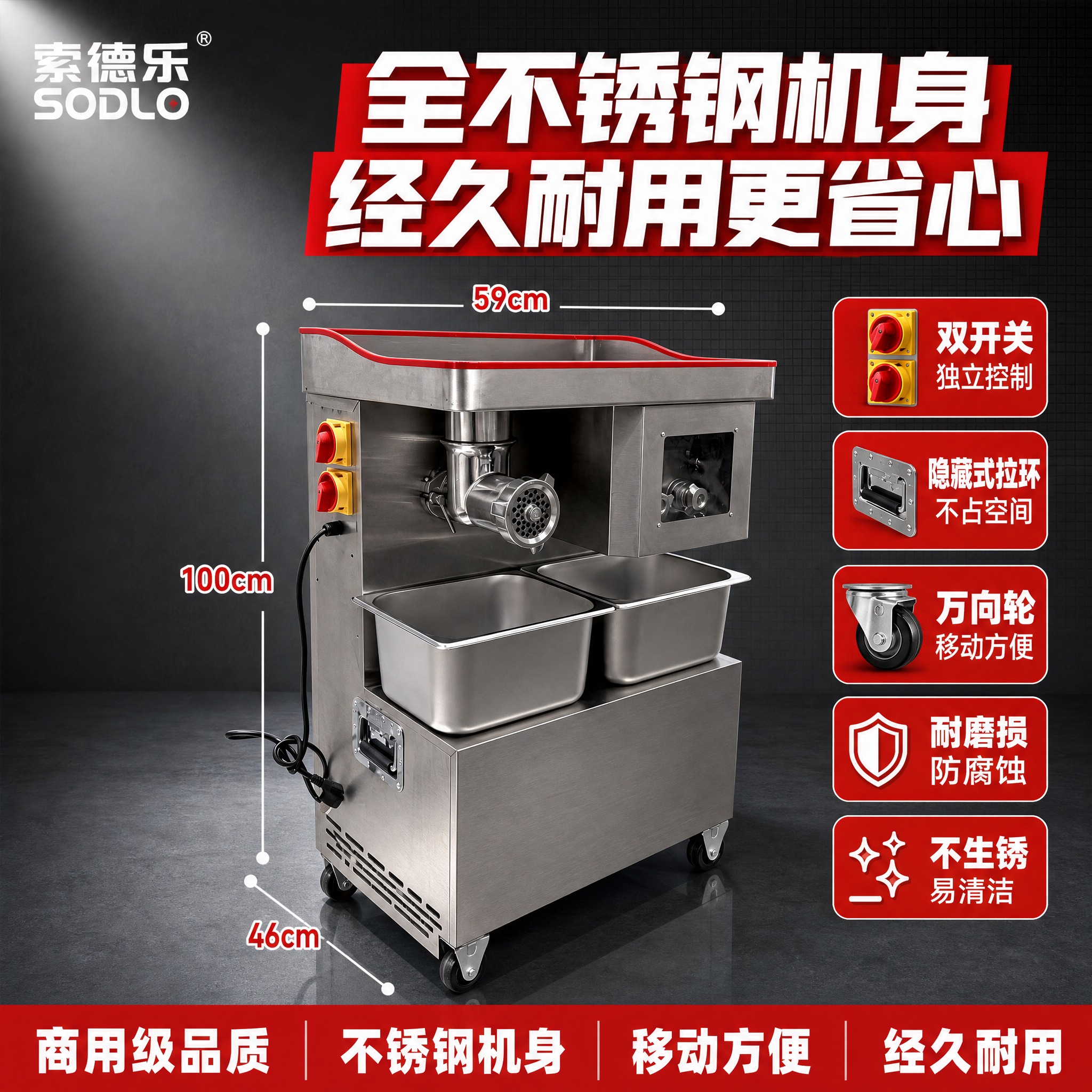 索德乐绞切机参数细节主图 1:1方形 尺寸参数+细节卖点 爆款… - 图片创意预览