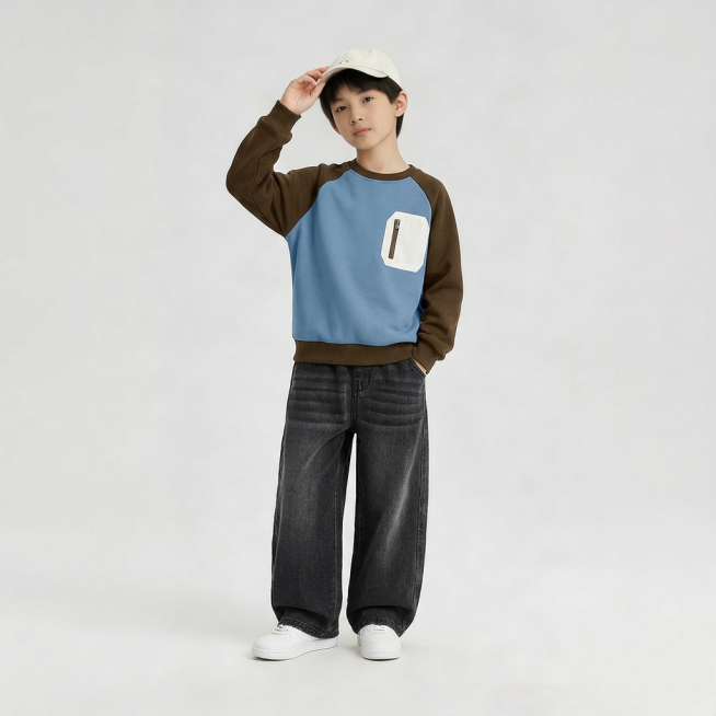 把图1的衣服和裤子给图的2的人物穿上，保留原场景光影，保持图2的人物五官和发型不变，图片宽高尺寸不变，背景不变，人物姿势不变，保持图1的衣服的款式和颜色不变预览效果