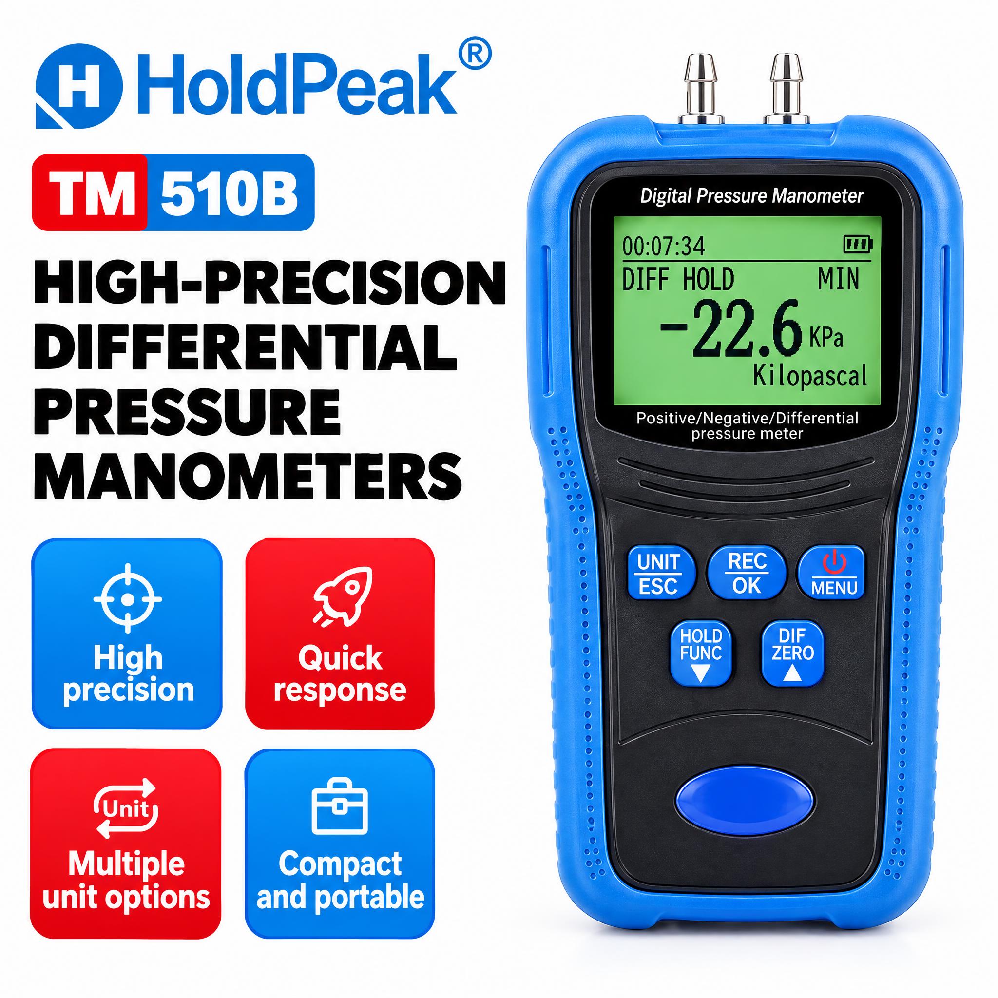 1:1 方形电商产品主图，手持式数字差压计 TM 510B，黑… - 图片创意预览