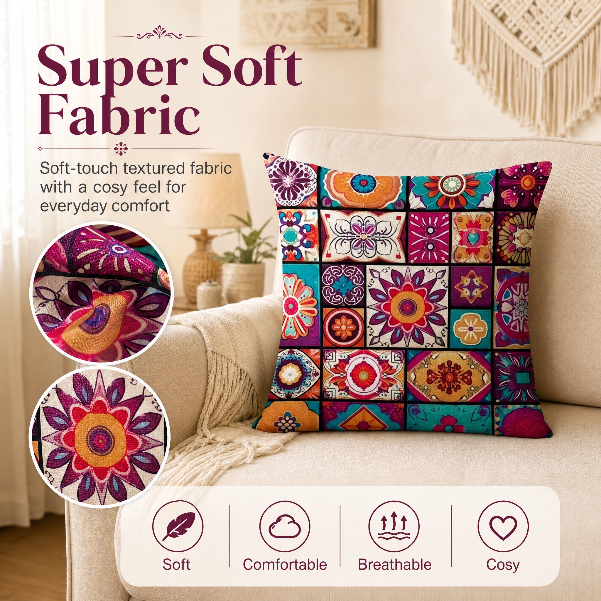 Bohemian printed pillow cover o… - 图片创意预览