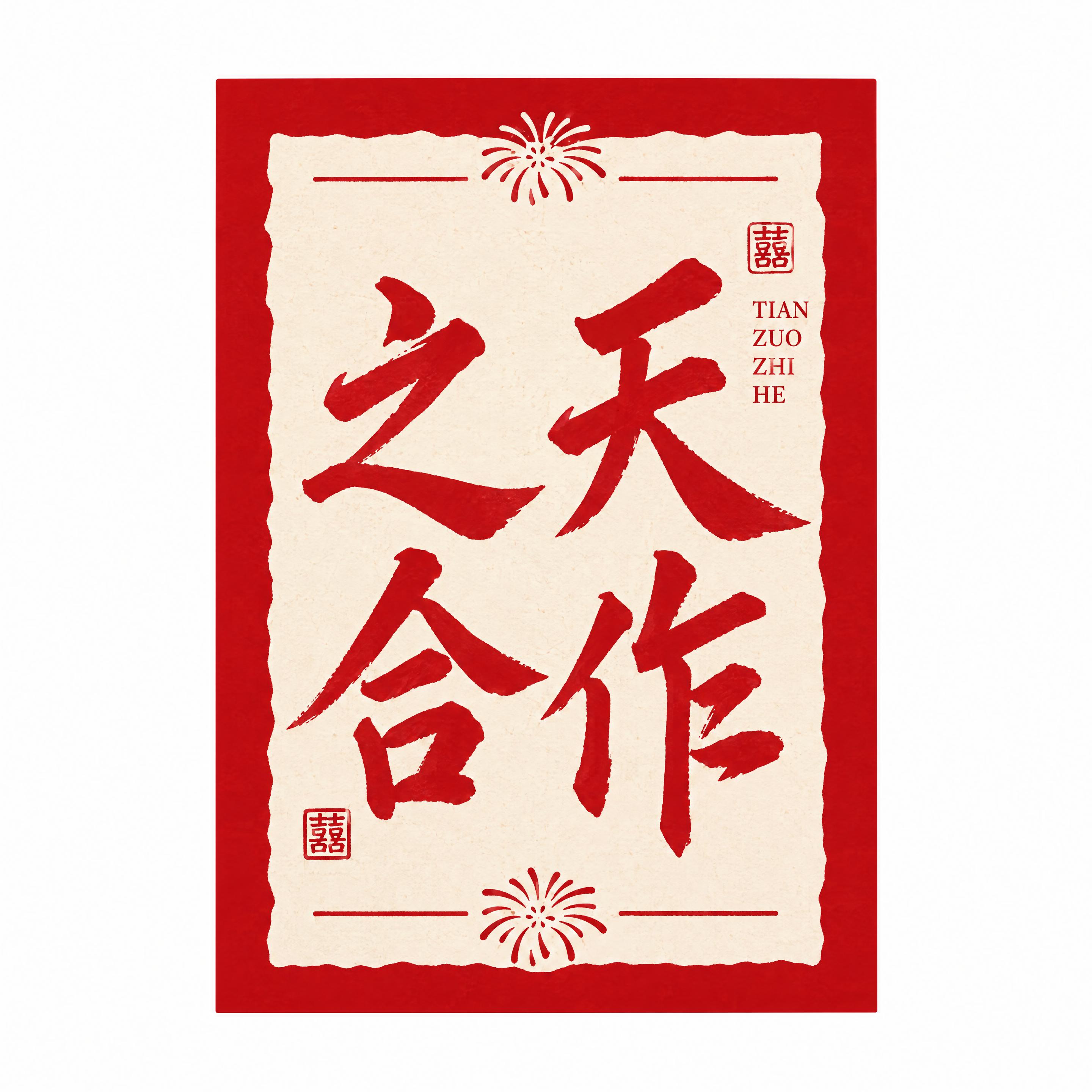 从参考图中抠出第四排左八罐身上的“天作之合”贴纸，严格保持原图… - 图片创意预览