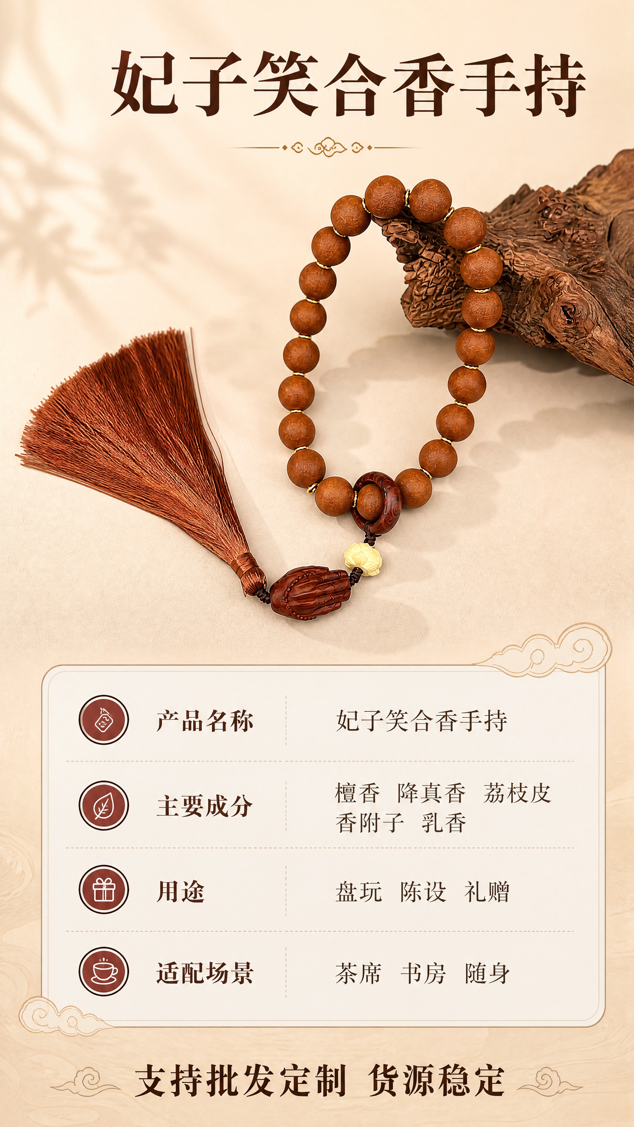 [商品] 使用【图1】妃子笑合香手持念珠；保留圆珠串结构、棕褐… - 图片创意预览