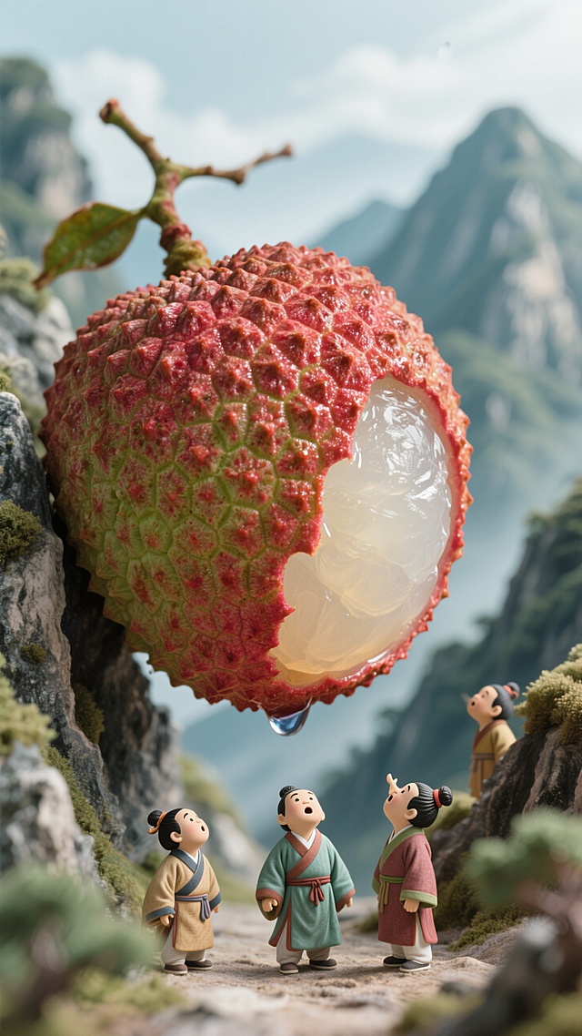 大荔枝，山脉，唐人好奇的观看