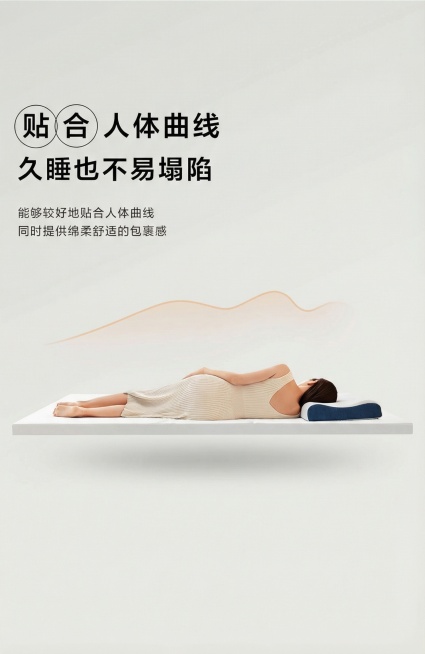 重新生成，保留床垫下方的影子和模特上方的橙色曲线预览效果