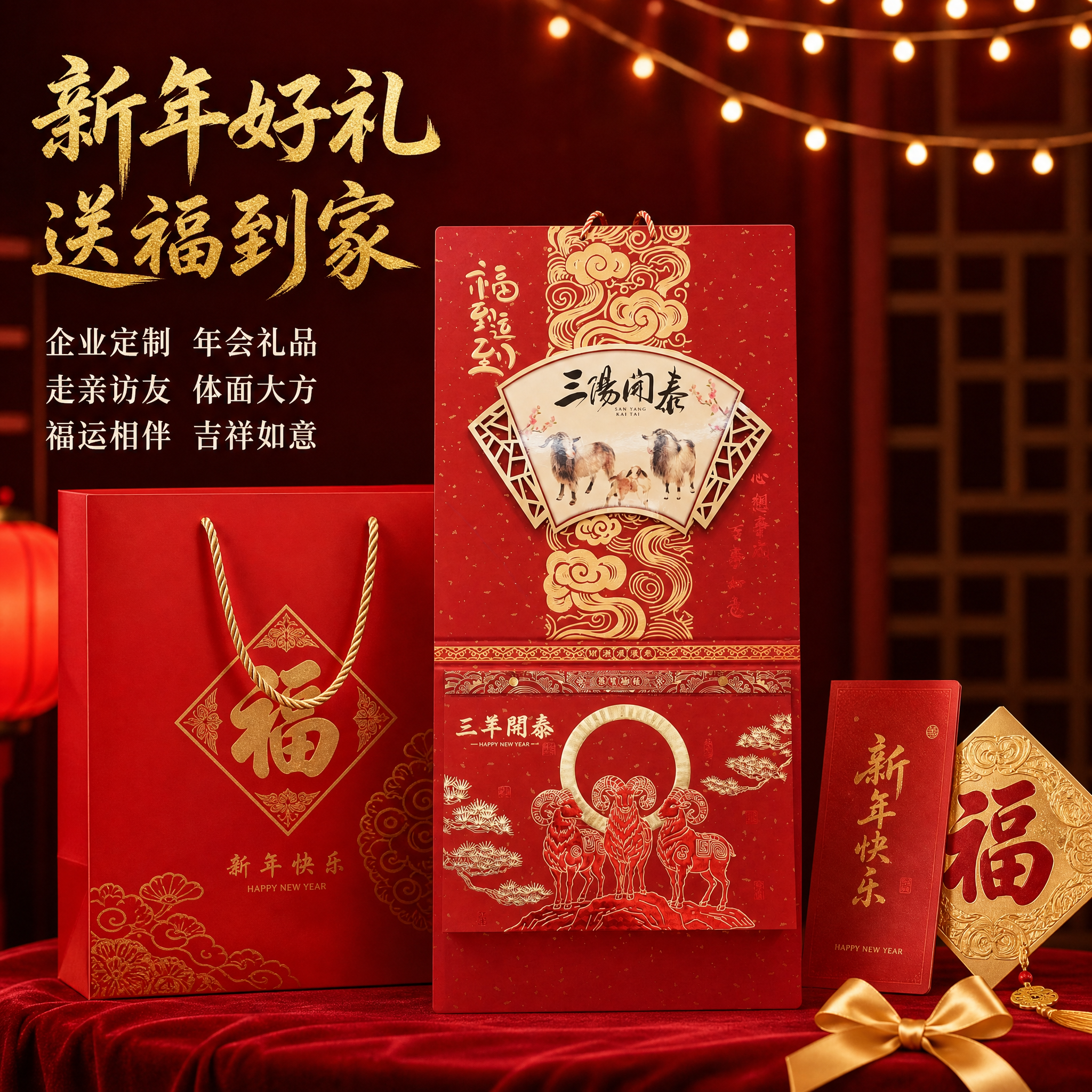 [主图-5] 送礼场景与多款式展示，突出挂历作为新年礼品的价值… - 图片创意预览
