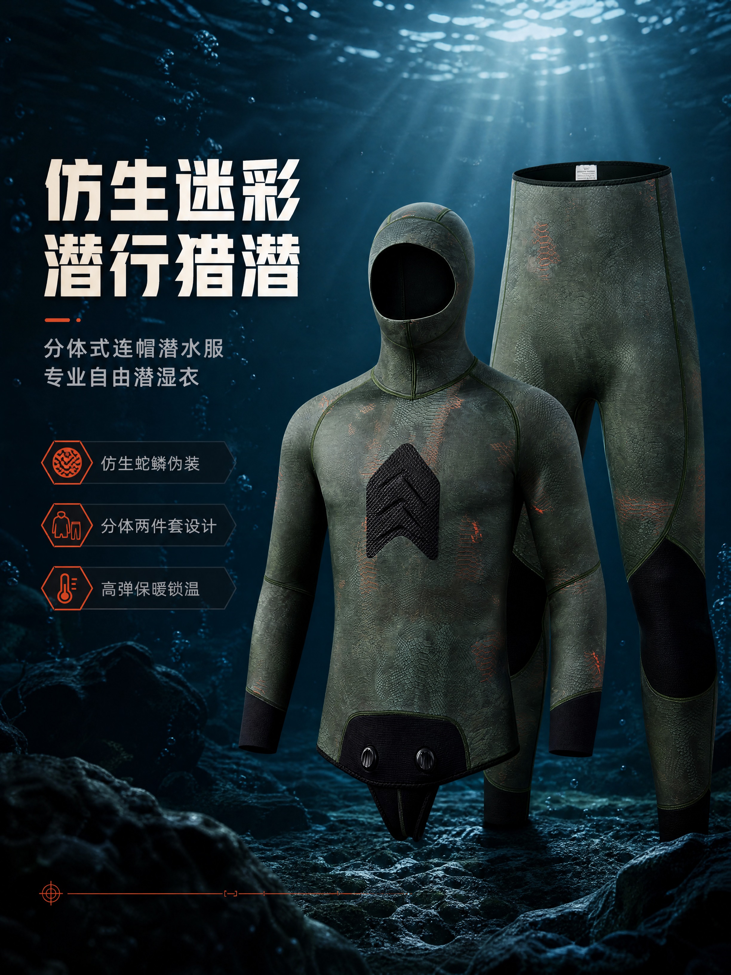 [商品] 使用【图1】【图4】分体式连帽潜水服套装（连帽上衣+… - 图片创意预览