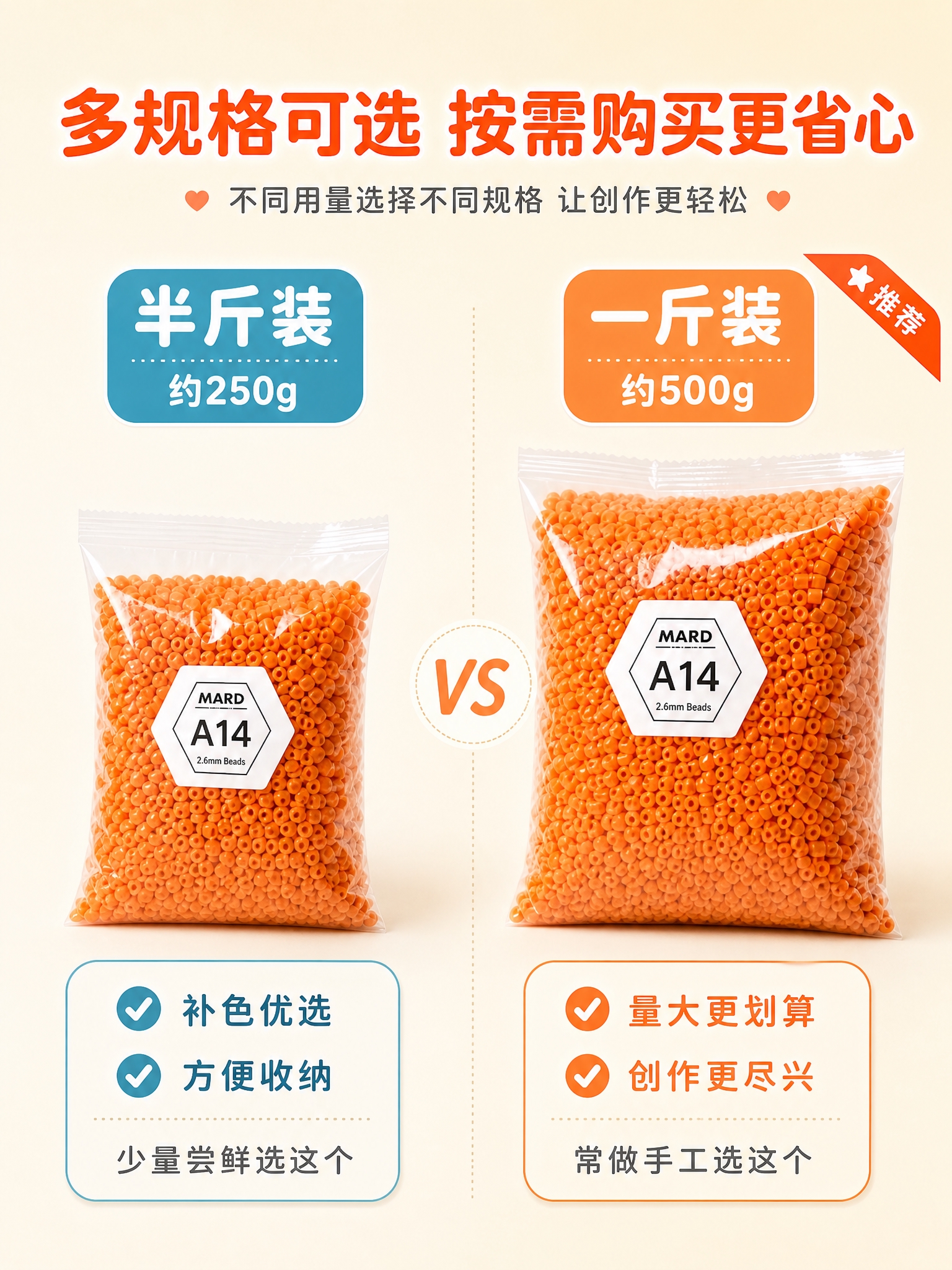 [商品] 使用【图1】半斤vs一斤规格对比图；保留两袋拼豆补充… - 图片创意预览