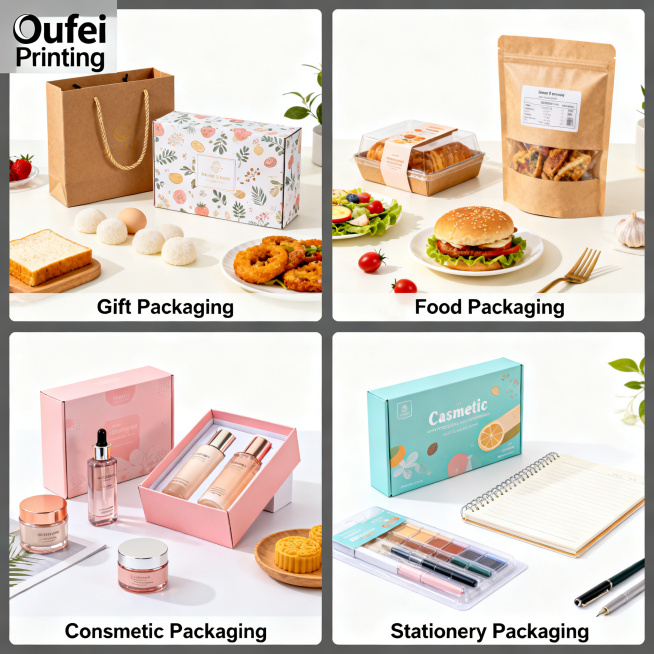 [主图 6] Multi-scene application display of custom gift boxes. Remove all original Chinese text, BOSIN预览效果