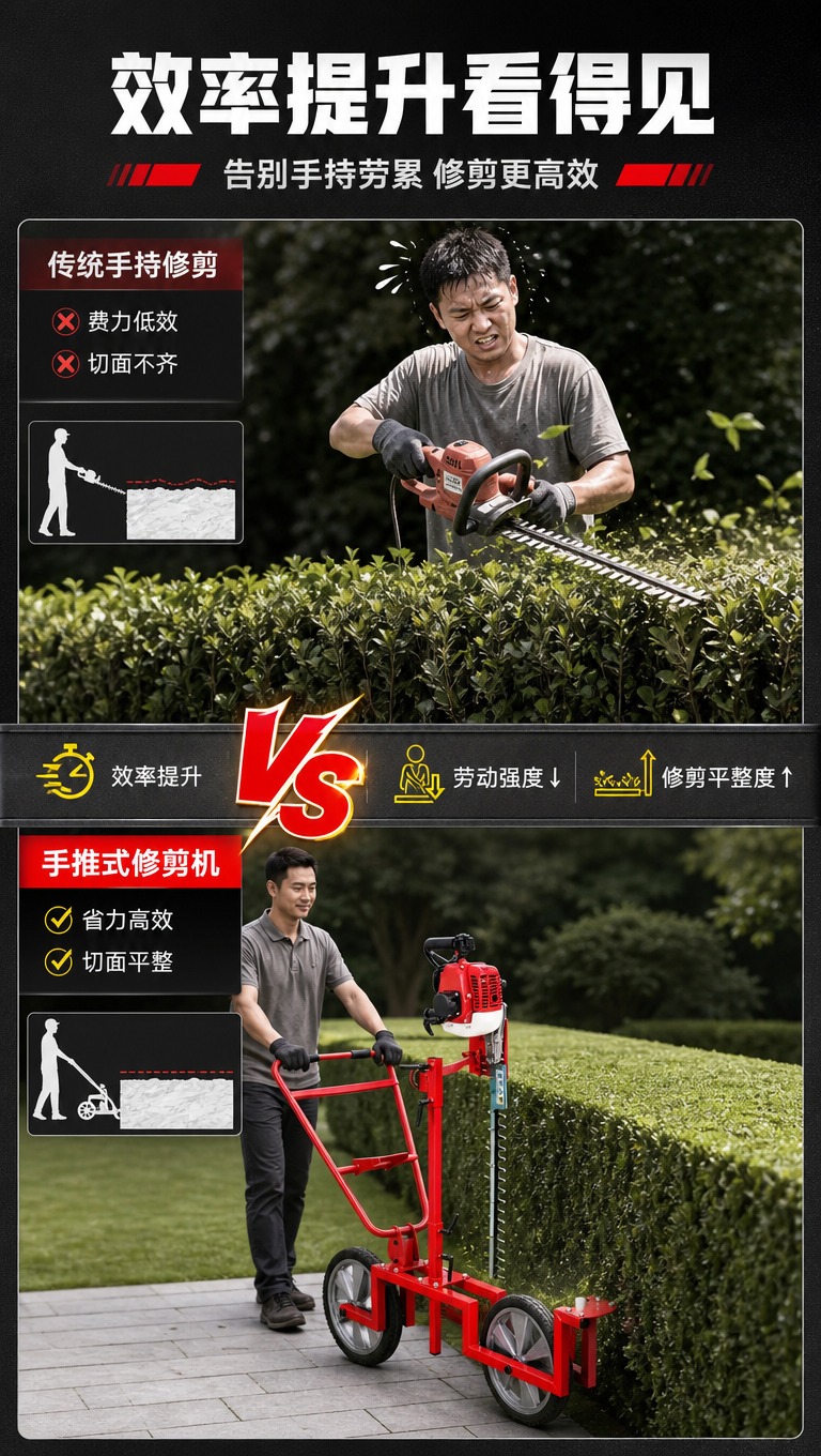 [商品] 使用【图1】红色手推式汽油绿篱修剪机；保留红色金属车… - 图片创意预览