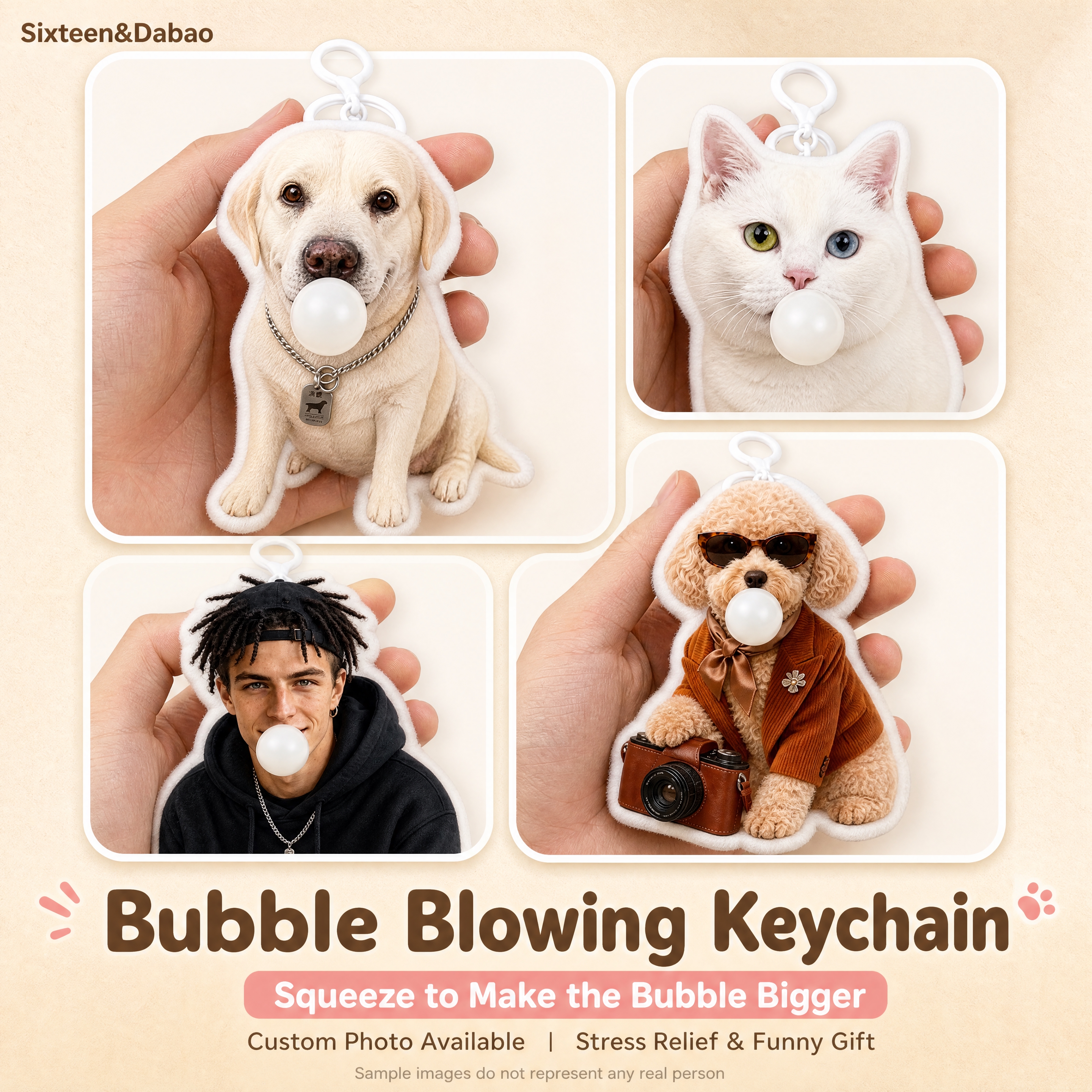 [商品] 使用【图1】拉布拉多犬（全身坐姿，米白色短毛，银色链… - 图片创意预览