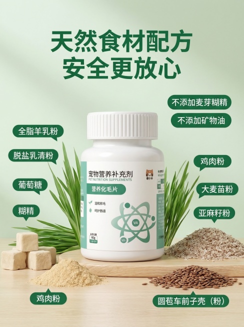 淘宝天猫商品详情页，宠物猫咪营养化毛片，保持商品图[https://gdesign-dam-hz.dancf.com/35906003118442513/be4ffbcb2bea4db1bc6b145预览效果