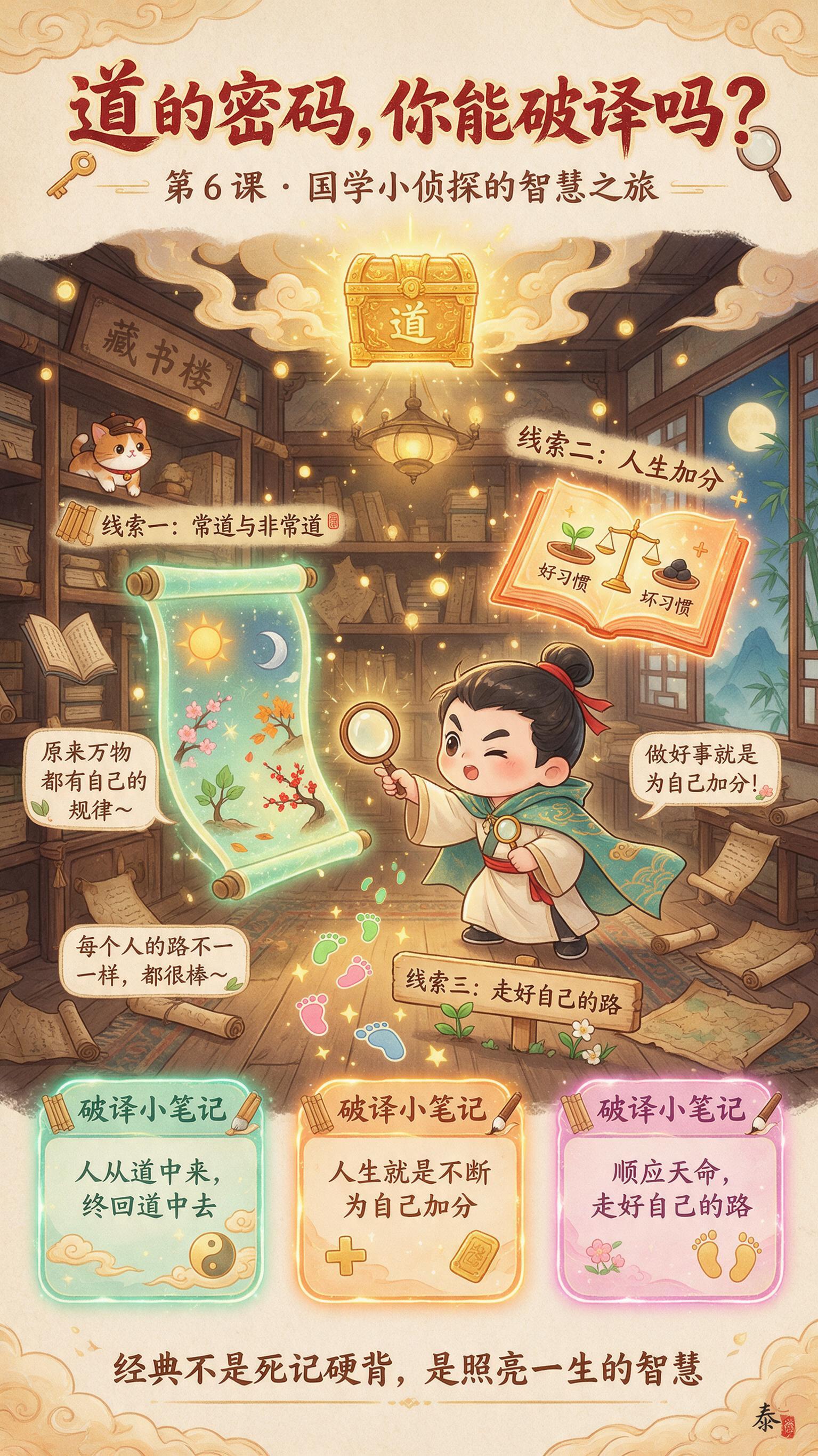 竖版9:16儿童国学启蒙海报，Q版国风绘本风格，暖黄色调为主，… - 图片创意预览