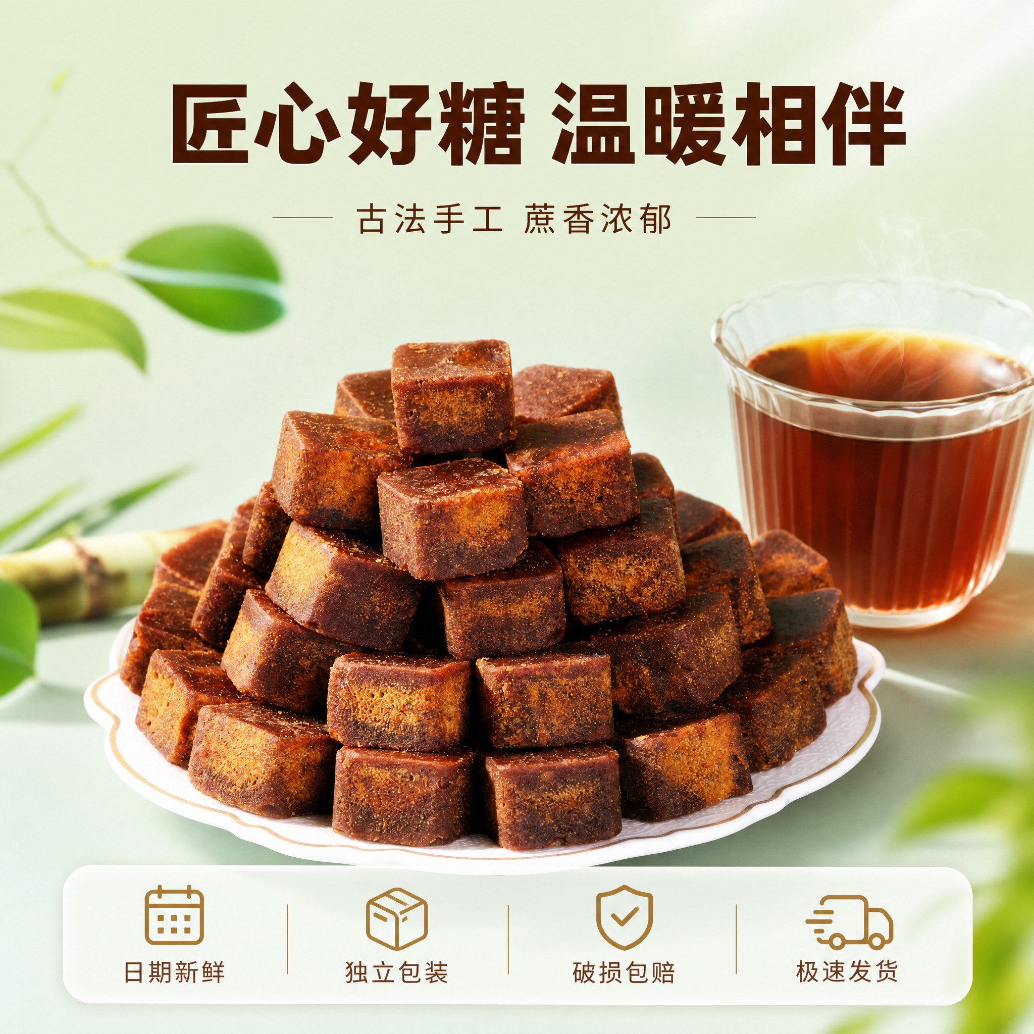 [主图-7] 古法手工黑糖块 服务承诺 转化下单。 [统一基调… - 图片创意预览