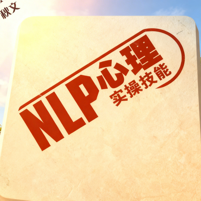 基于原图中的文字“NLP心理实操技能”制作一张方形宣传背景板，整体风格阳光乐观，明亮温暖，保留文字内容，排版美观适合宣传使用预览效果