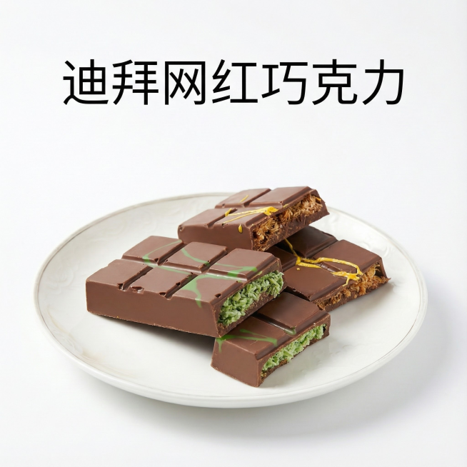 这张图片是产品主体这款产品是迪拜巧克力， 产品克重分别是45克和25克，口味有榛子味和开心果味    我需要设计20张主图在拼多多上面售卖 主图场景布局能用到的多场景元素布局显得高级一些      场预览效果