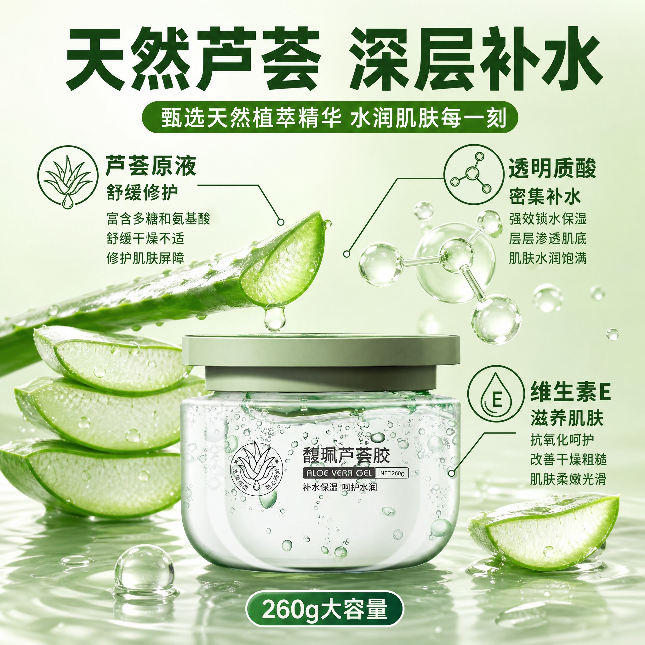[主图-2] 核心功效成分解析，突出芦荟天然植萃补水功效，拼多… - 图片创意预览