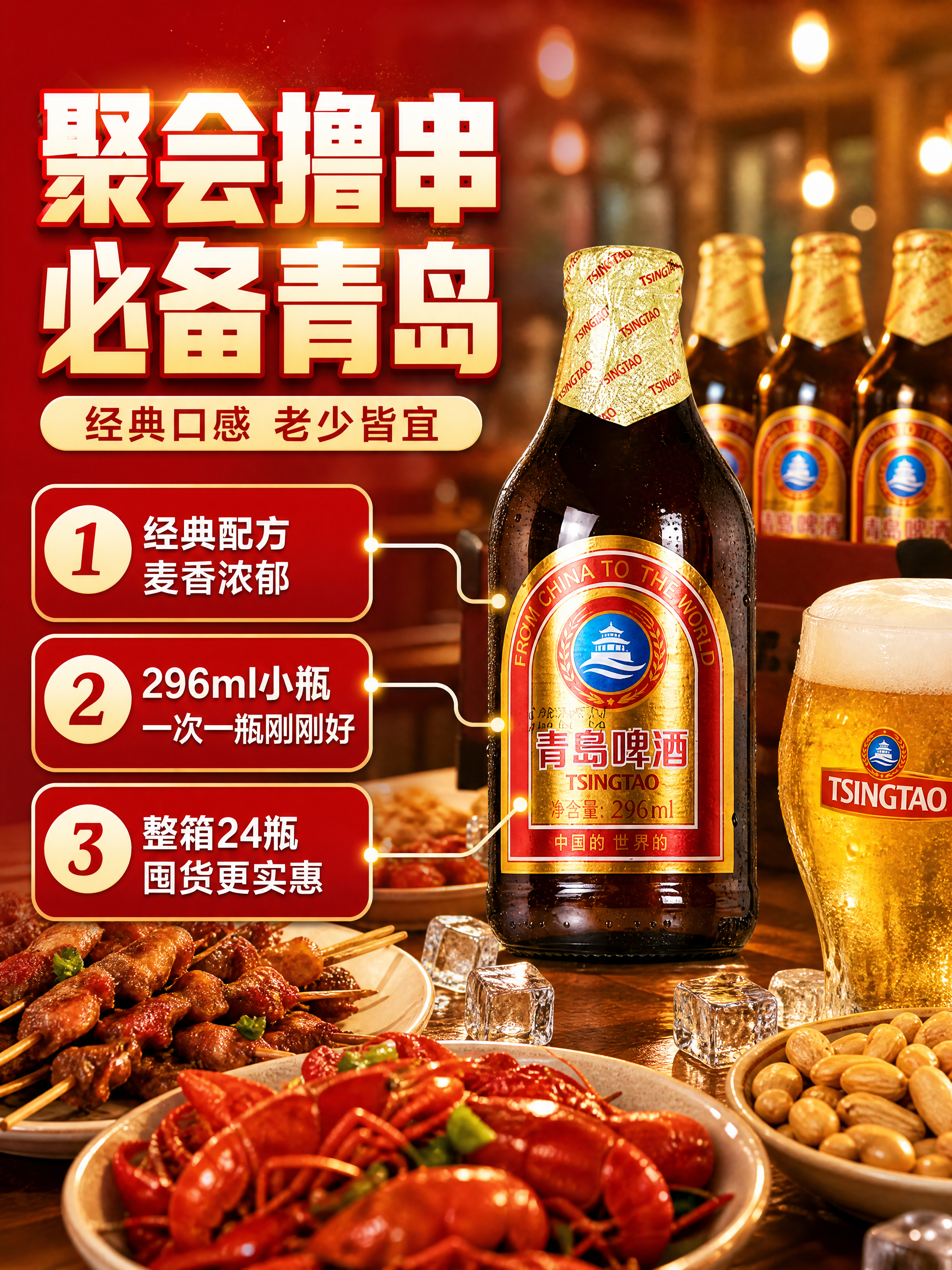 [商品] 使用【图1】青岛啤酒296ml小瓶产品图；保留棕色玻… - 图片创意预览