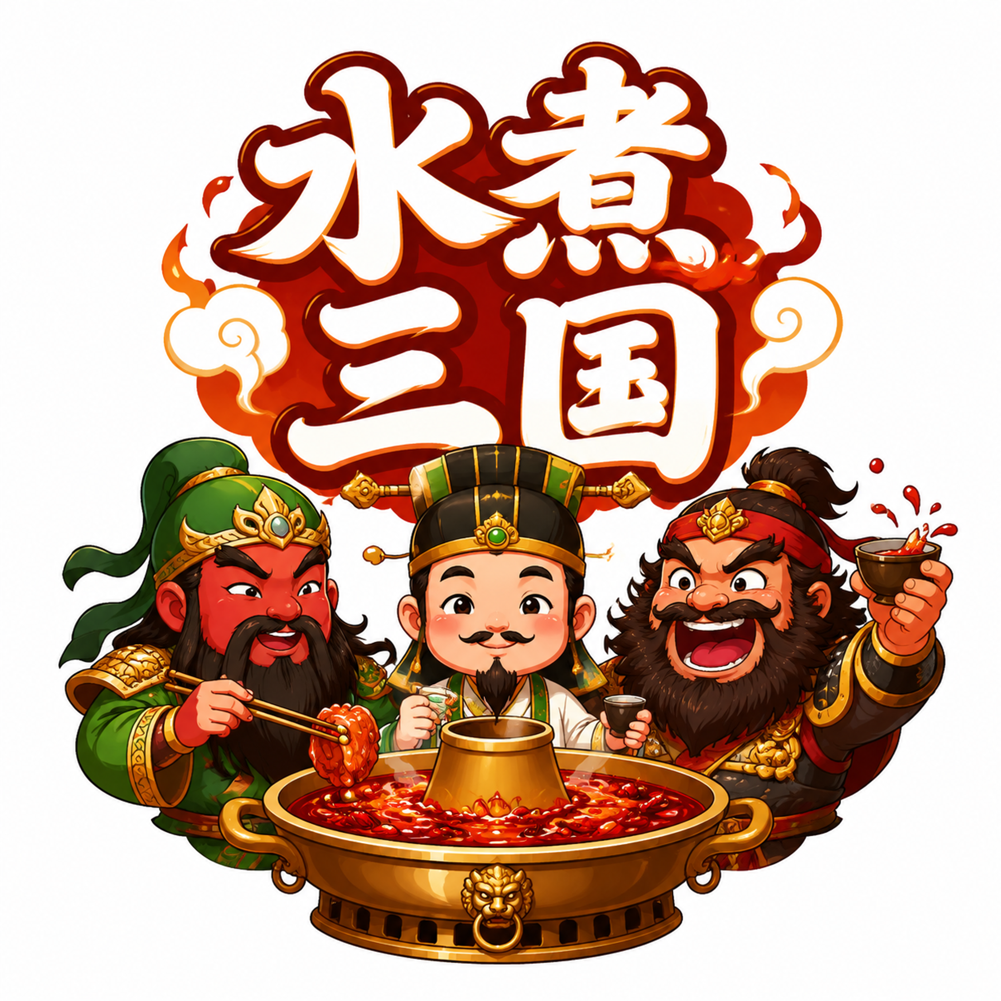 餐饮品牌Logo设计，「水煮三国」火锅店，趣味卡通Q版风格。画… - 图片创意预览