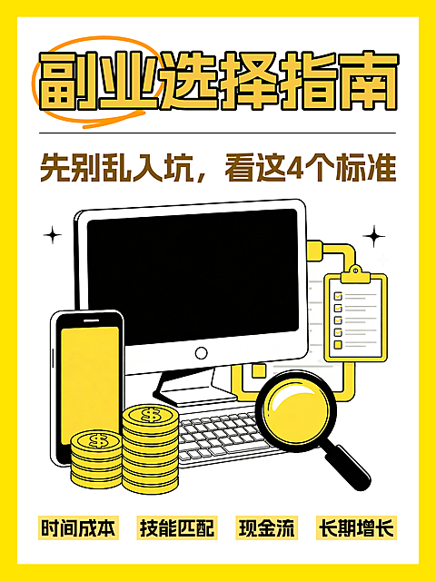 黄白色副业指南小红书封面