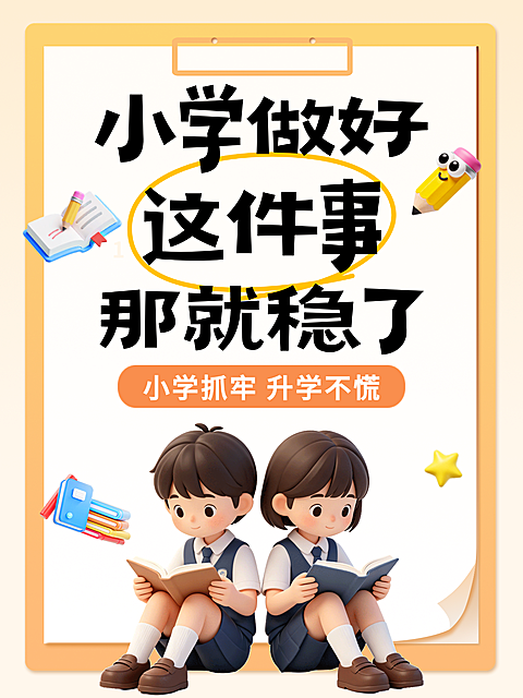 3d卡通小学教育知识分享小红书封面