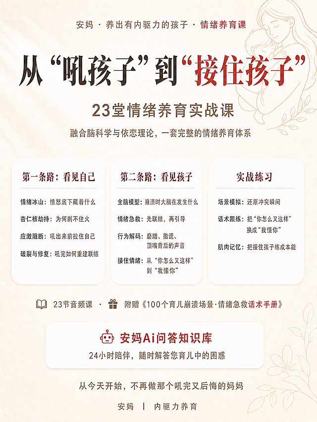 修改海报中两处文字：1. 将第二条路看见孩子模块内的“到“我接住你””修改为“到“我懂你””；2. 将实战练习模块内的“换成“我接住你””修改为“换成“我懂你””。其他内容、排版、背景装饰都保持不变。