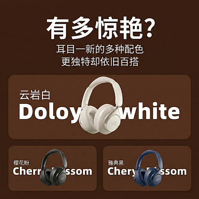 将图片背景调整为棕色，保持画面中的耳机、文字等其他元素不变