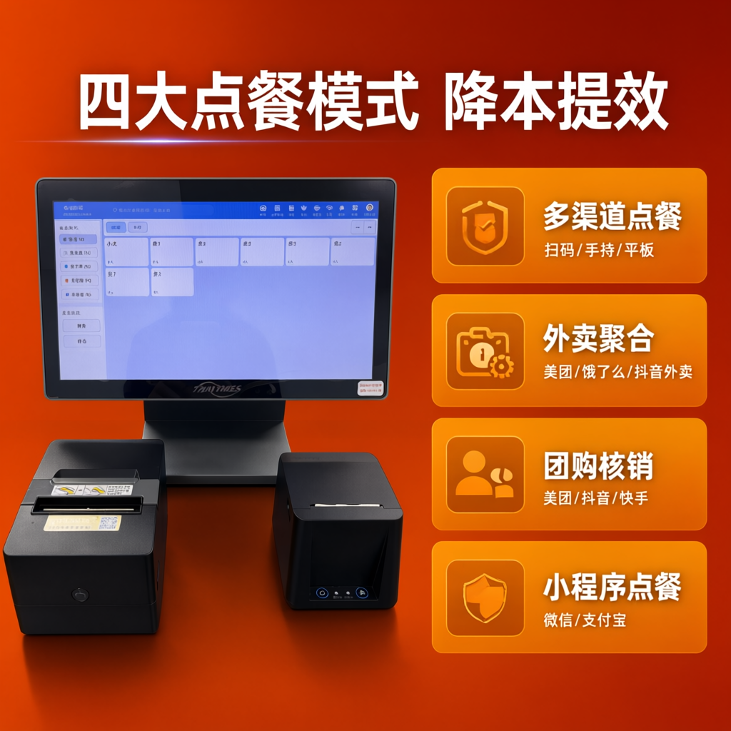 餐饮收银系统投流广告图第2张（功能卖点图），与第1张统一橙红电… - 图片创意预览