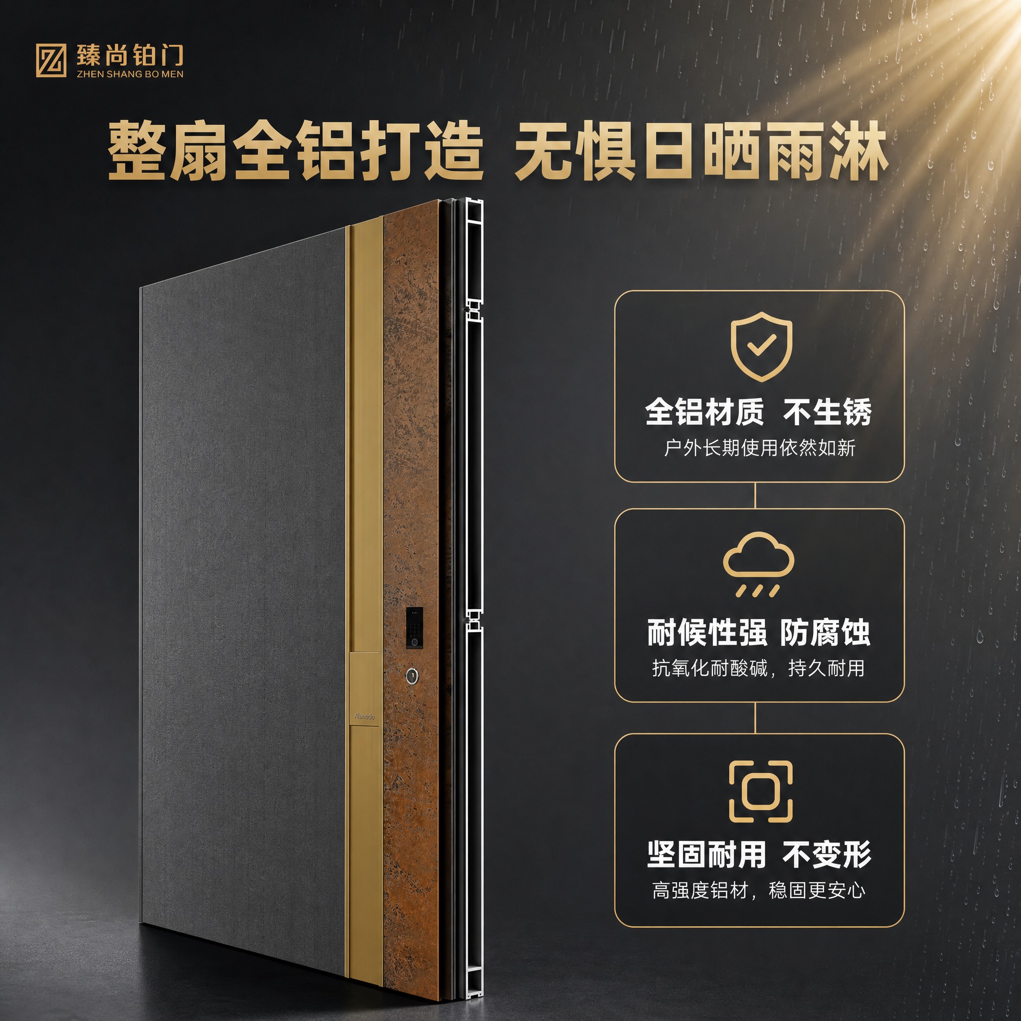 [主图-2] 核心亮点功能图，核心任务：突出全铝材质与耐候性能… - 图片创意预览