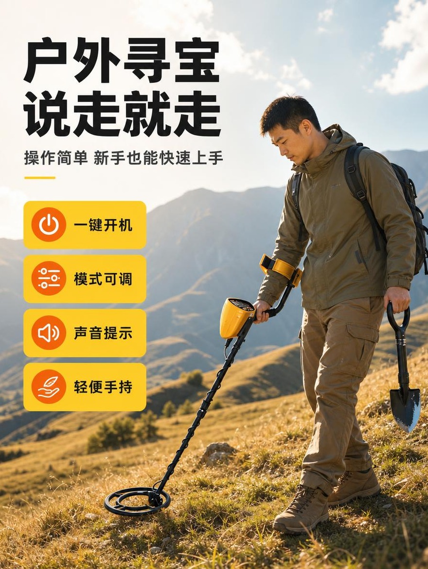 [商品] 使用【图2】金属探测器户外使用场景；保留黄色探测器外… - 图片创意预览
