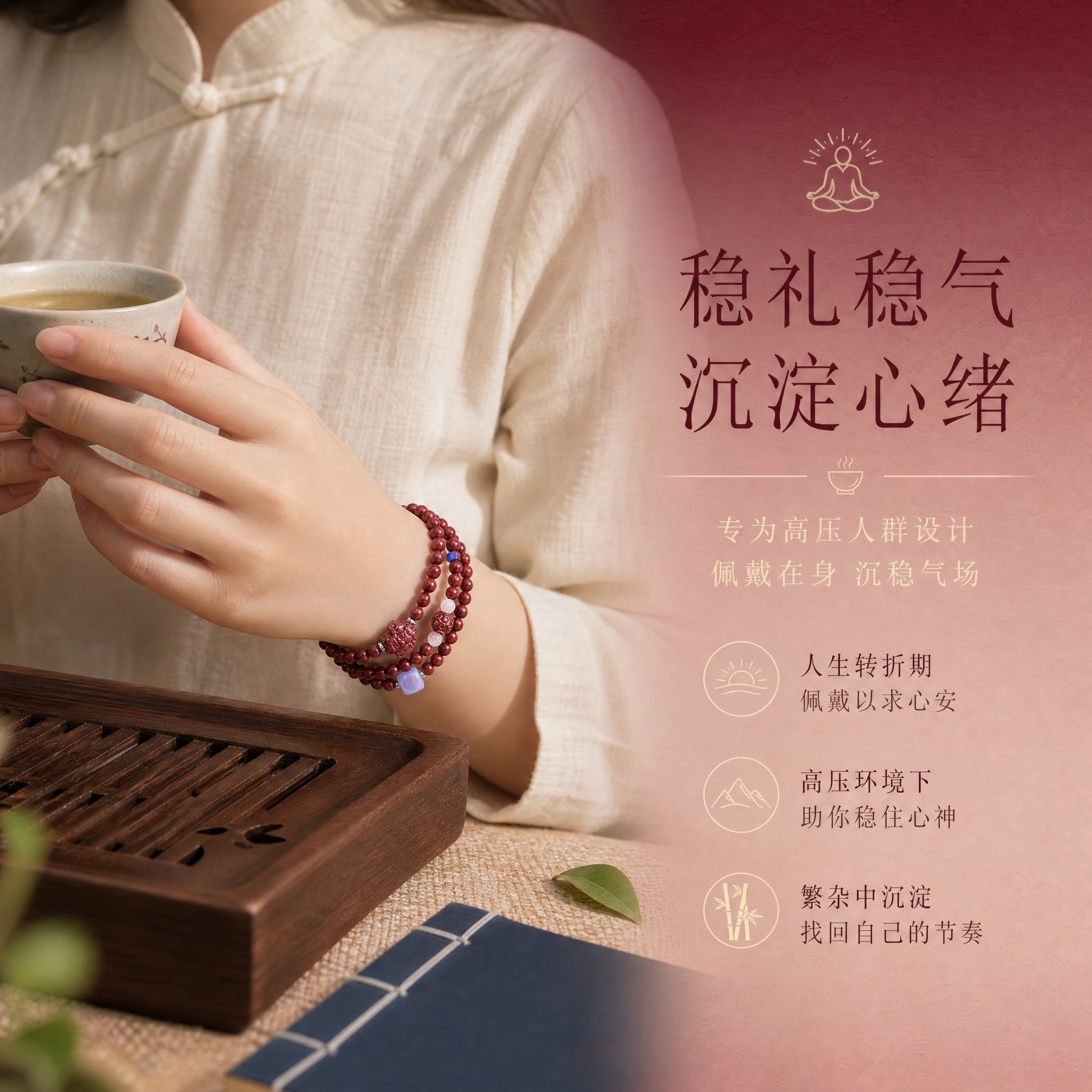 [商品] 使用【图1】紫金砂招财猫平安转运珠双圈手串；保留所有… - 图片创意预览