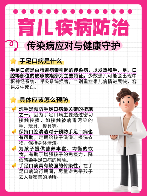 3d卡通育儿疾病防治健康知识分享小红书配图预览效果