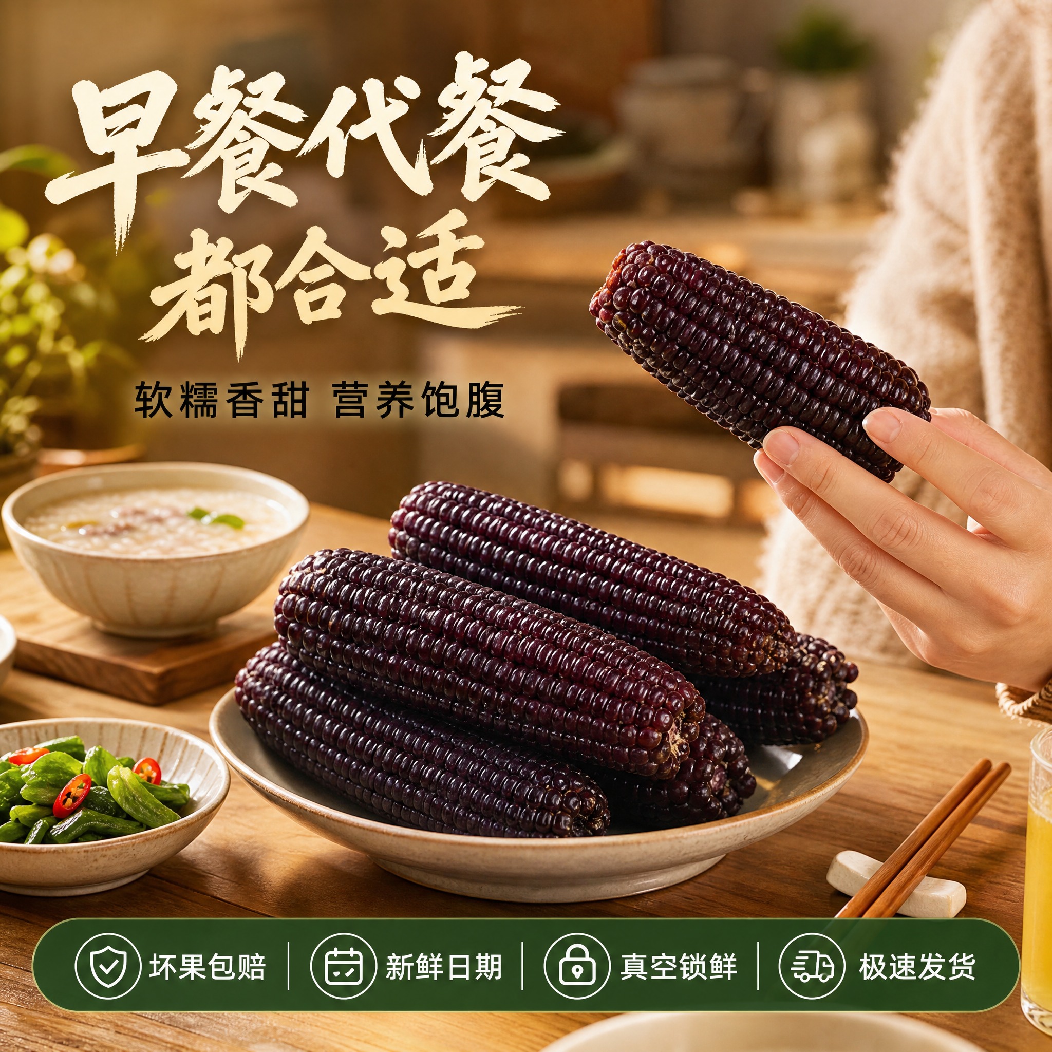 [主图-5] 食用场景与服务承诺主题，展示家庭餐桌食用场景，打… - 图片创意预览
