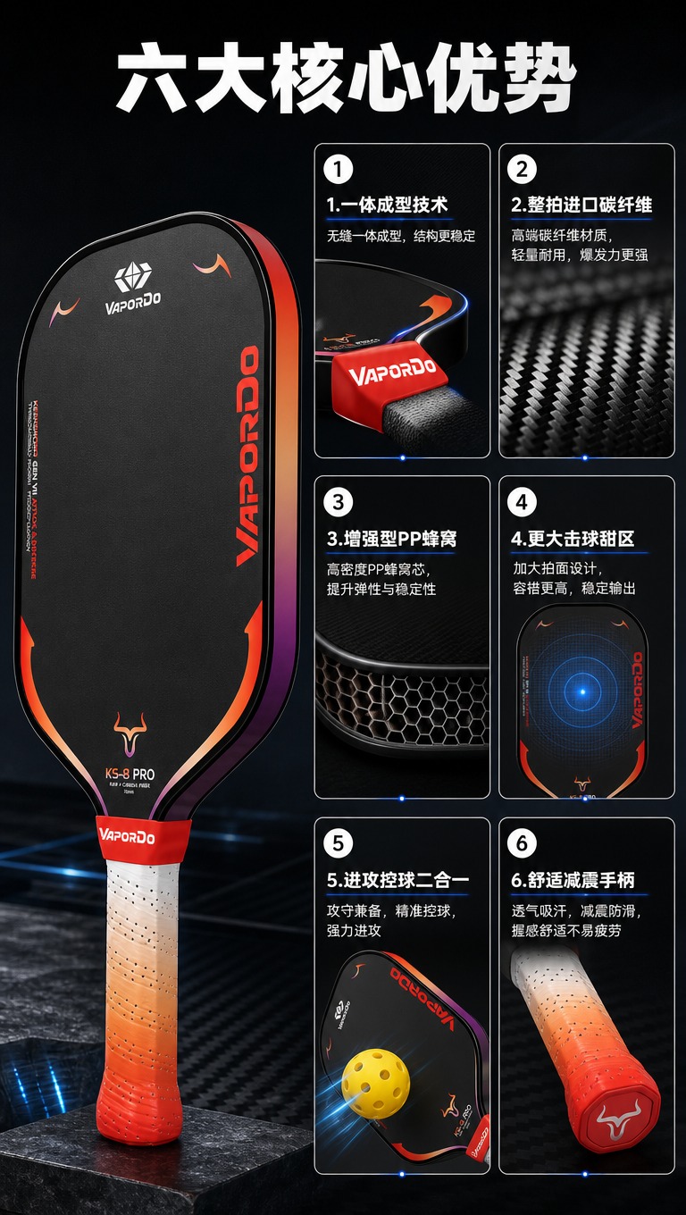 [商品] 使用【图4】红色款VAPORDO神兽系列匹克球拍为主… - 图片创意预览