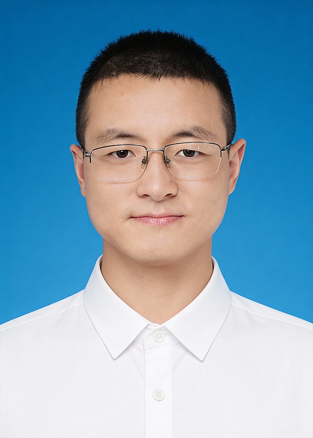 生成标准样式的证件照:参考第一张图保留人物脸型､年龄特征;参考第二张图的人物占位和比例;标准焦段50mm,纯正面胸像,提亮肤色,消除暗沉,轻度美颜,清透裸妆,隐形毛孔,均匀肤色,唇色自然提亮;头部发型完整,肤色白皙细腻,纯正面,头顶至上边缘有5%的距离,入境范围头部至胸部以上区域;人物居中,头顶距上边缘约10%,下巴距下边缘约30%,肩部平展,人物占比约画面的70%;均匀柔光,面部明亮无硬影,背景均匀提亮,画质清晰,零噪点降噪;表情自然平和,嘴角微微上扬,面部清晰(脸部无遮挡);头肩比例协调呈现;眼神澄澈直视镜头;清透底妆,呈现白皙细腻的原生肤质;唇面泛轻微透亮光泽,身穿净白色翻领衬衫,白色纽扣,款式经典正式,均匀柔光,面部明暗过渡自然(无硬阴影､无高光反光点);面部亮度高于背景10%,突出人像主体;去除人物之外的所有元素,头部发型完整;纯净蓝色纯色背景(无任何杂物､纹理､渐变);背景亮度均匀统一(无明暗差异);高清锐利画质,细节清晰可见;零噪点处理(无颗粒感);色彩还原自然(无偏色),严格按照第一张图内容生成｡