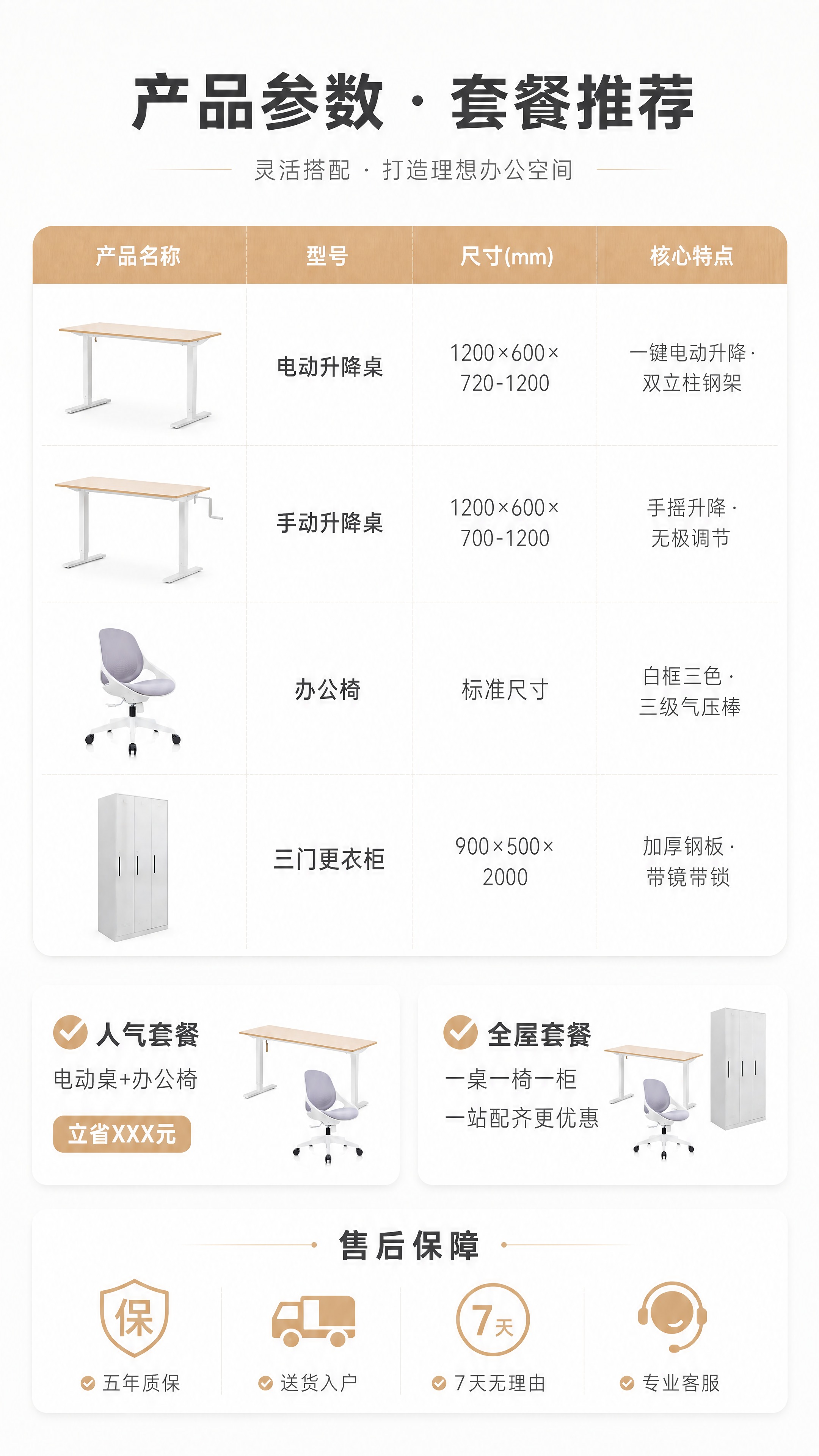 [商品] 使用四款产品的缩略示意（电动升降桌、手动升降桌、办公… - 图片创意预览