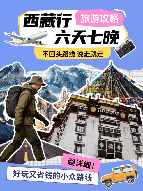 西藏旅游攻略拼贴风小红书套装小红书封面aigc预览效果