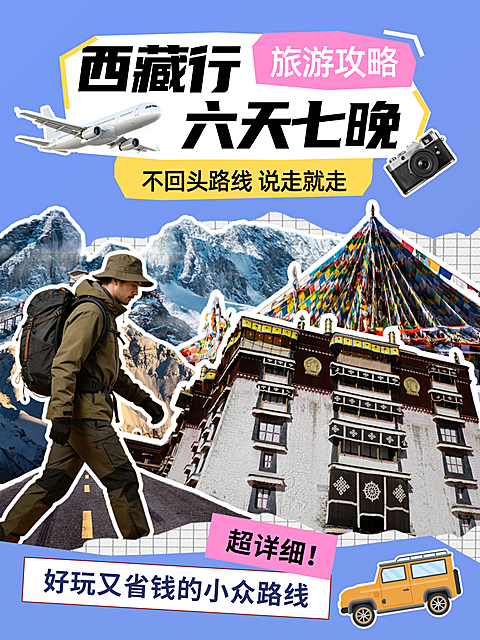 西藏旅游攻略拼贴风小红书套装小红书封面aigc