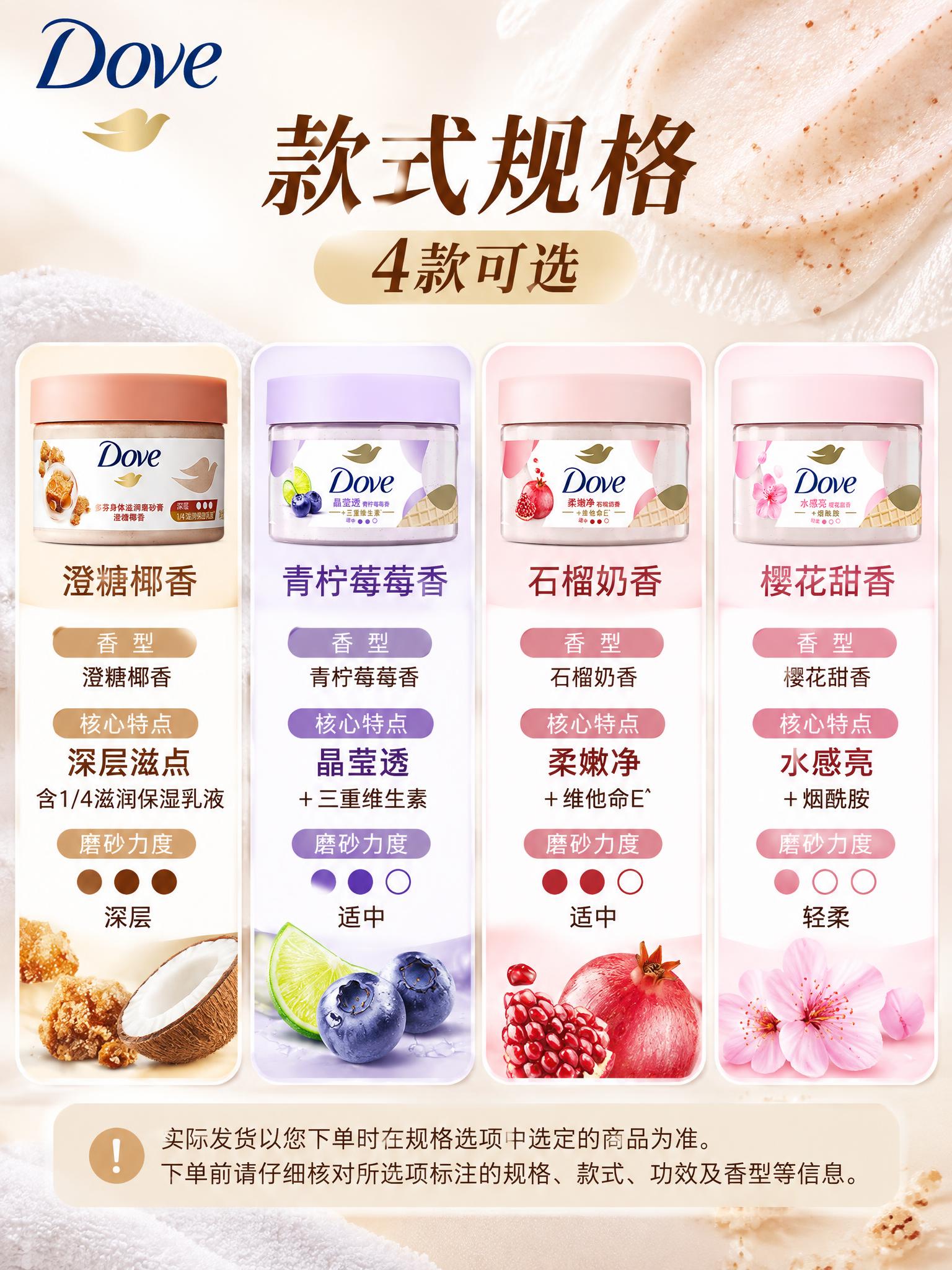 详情图3：款式规格，3:4竖版，2K分辨率。顶部左上角Dove… - 图片创意预览