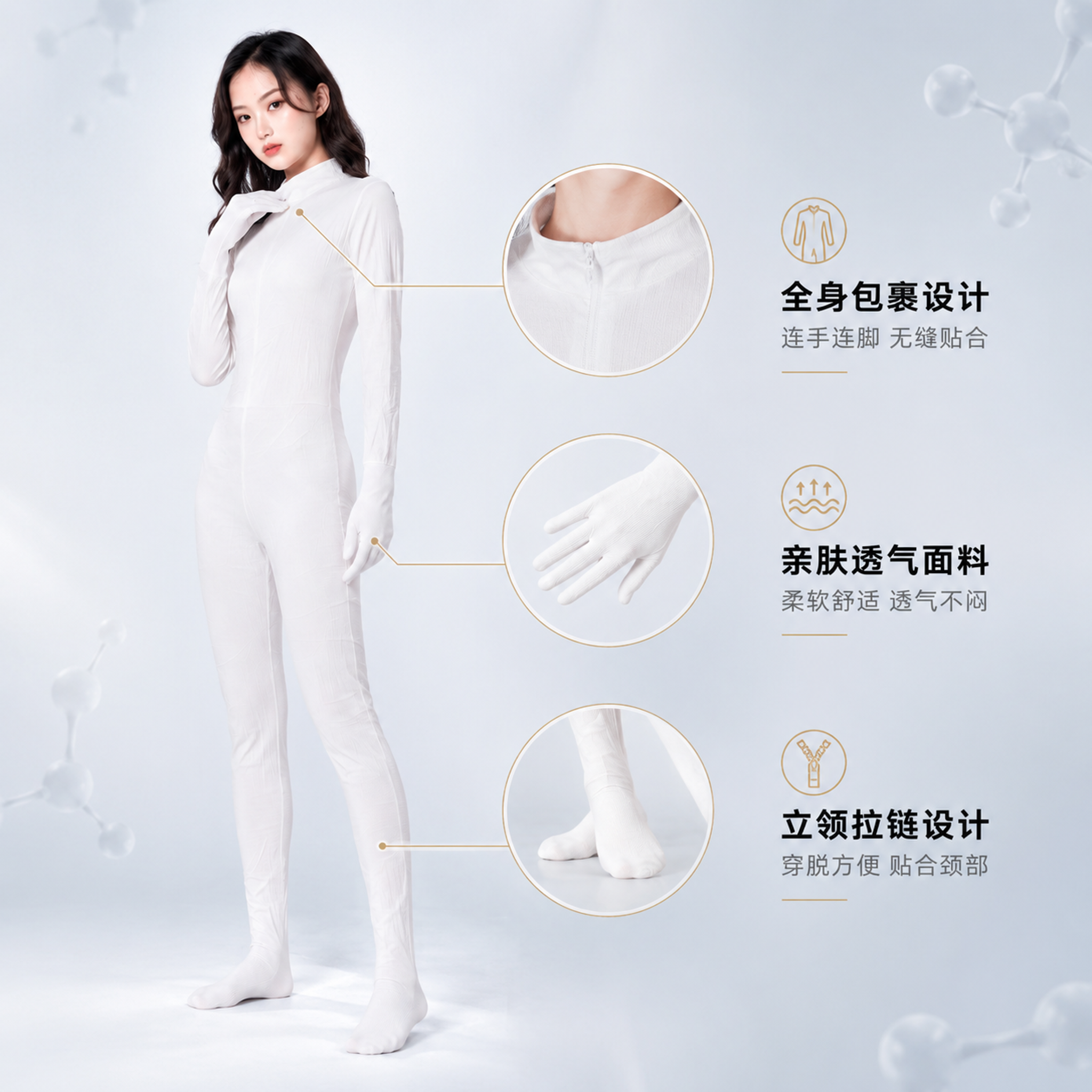 [主图-2] 白色连体体膜衣核心卖点解析 材质与设计优势 [氛… - 图片创意预览