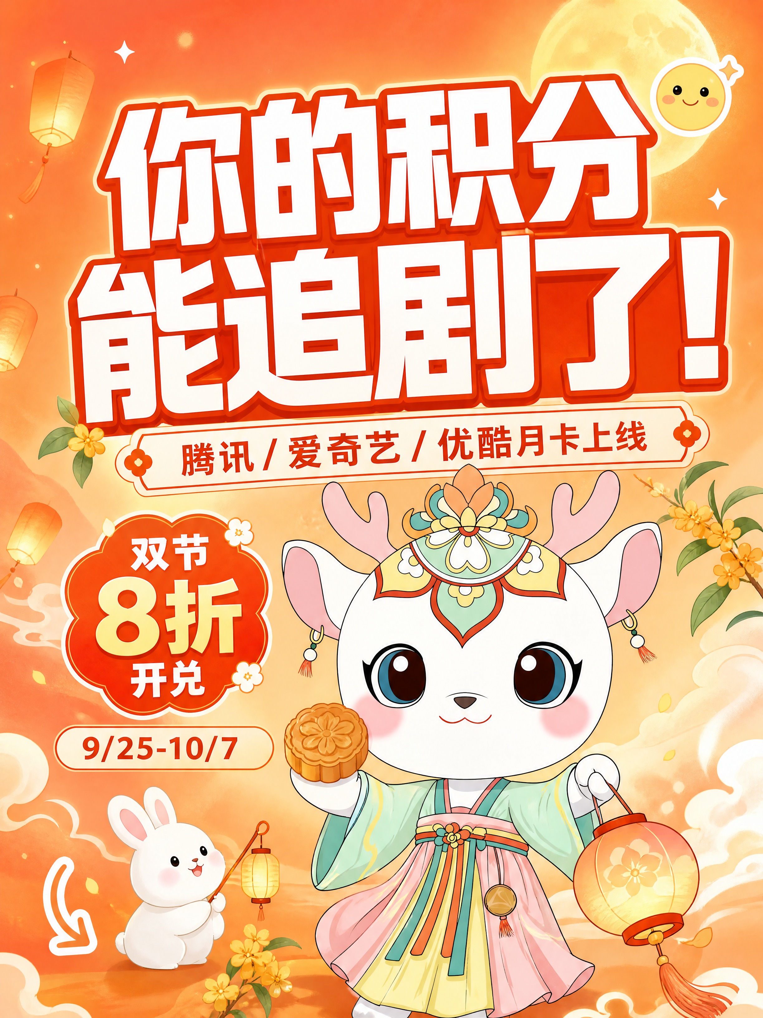 小红书笔记大字封面，插图大字，中秋节日主题风，版式精美，小红书… - 图片创意预览