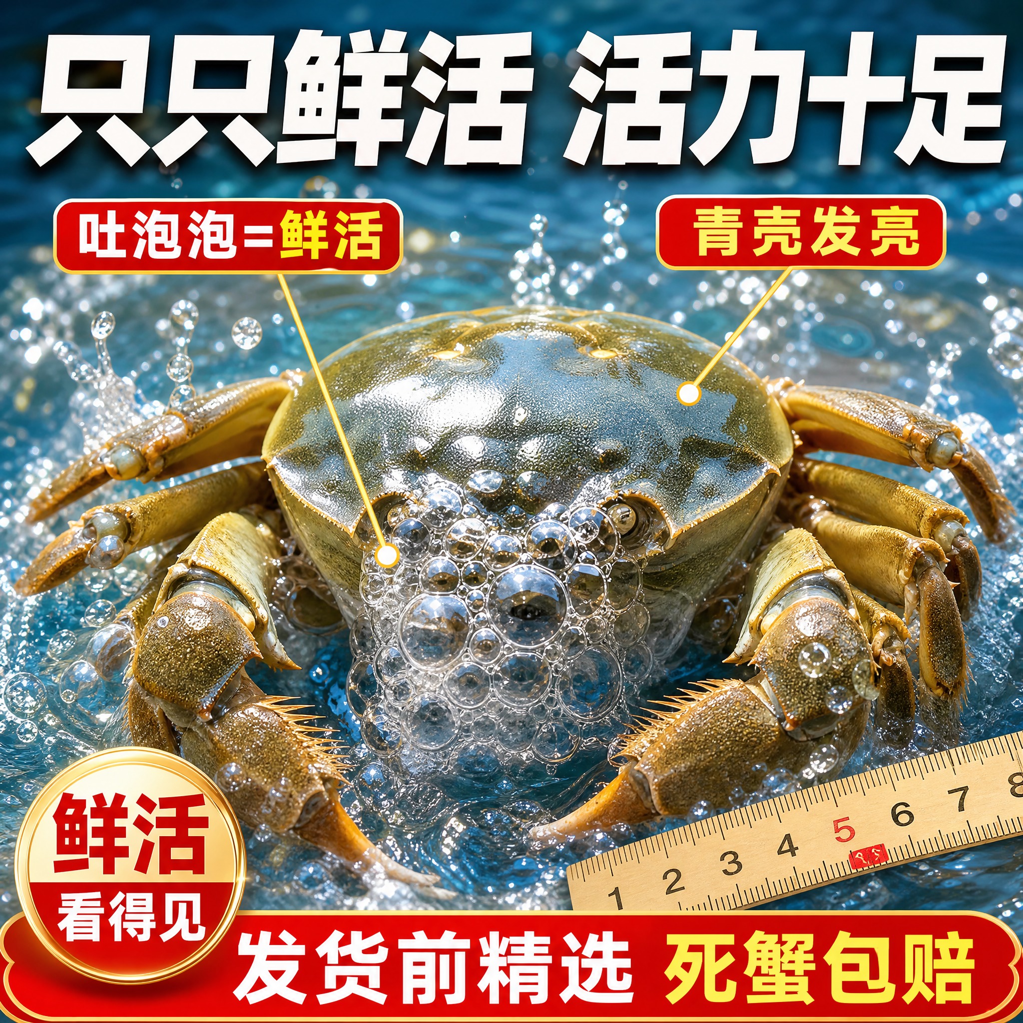 [主图-2] 大闸蟹鲜活度展示图 突出吐泡泡 活力十足 拼多多… - 图片创意预览