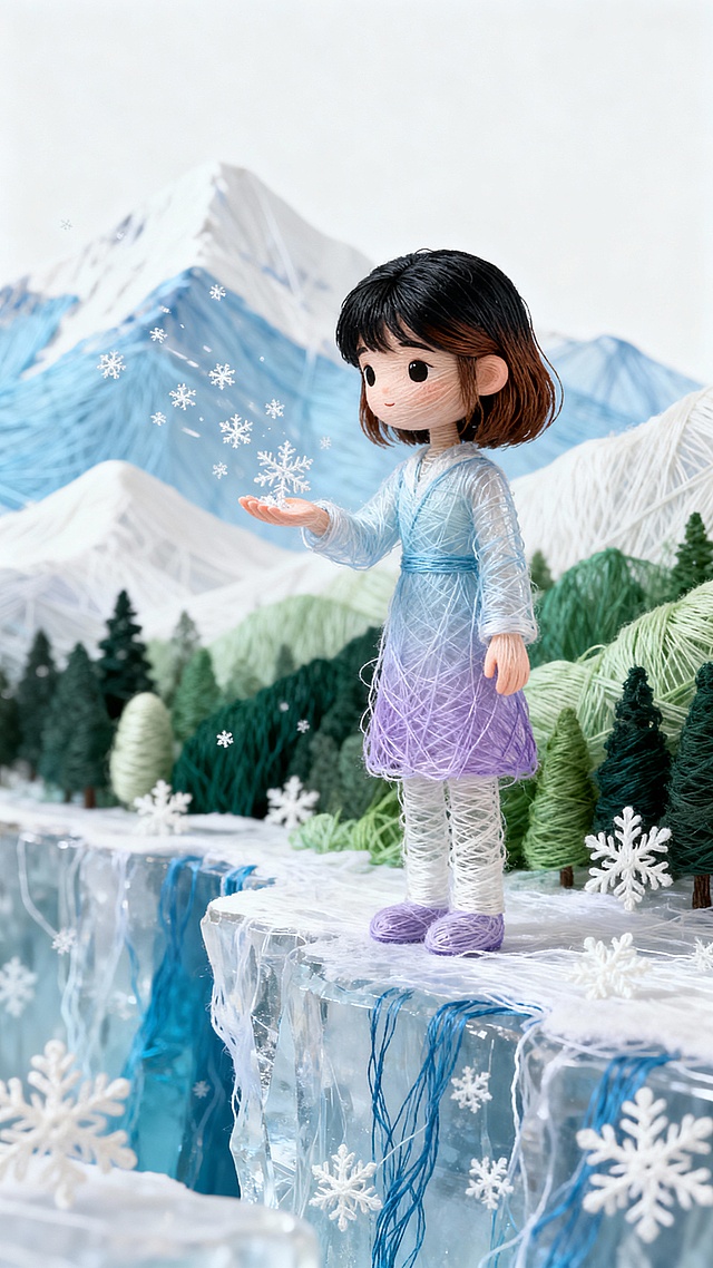 ❄️雪山林海间，少女冰崖接雪花超梦幻