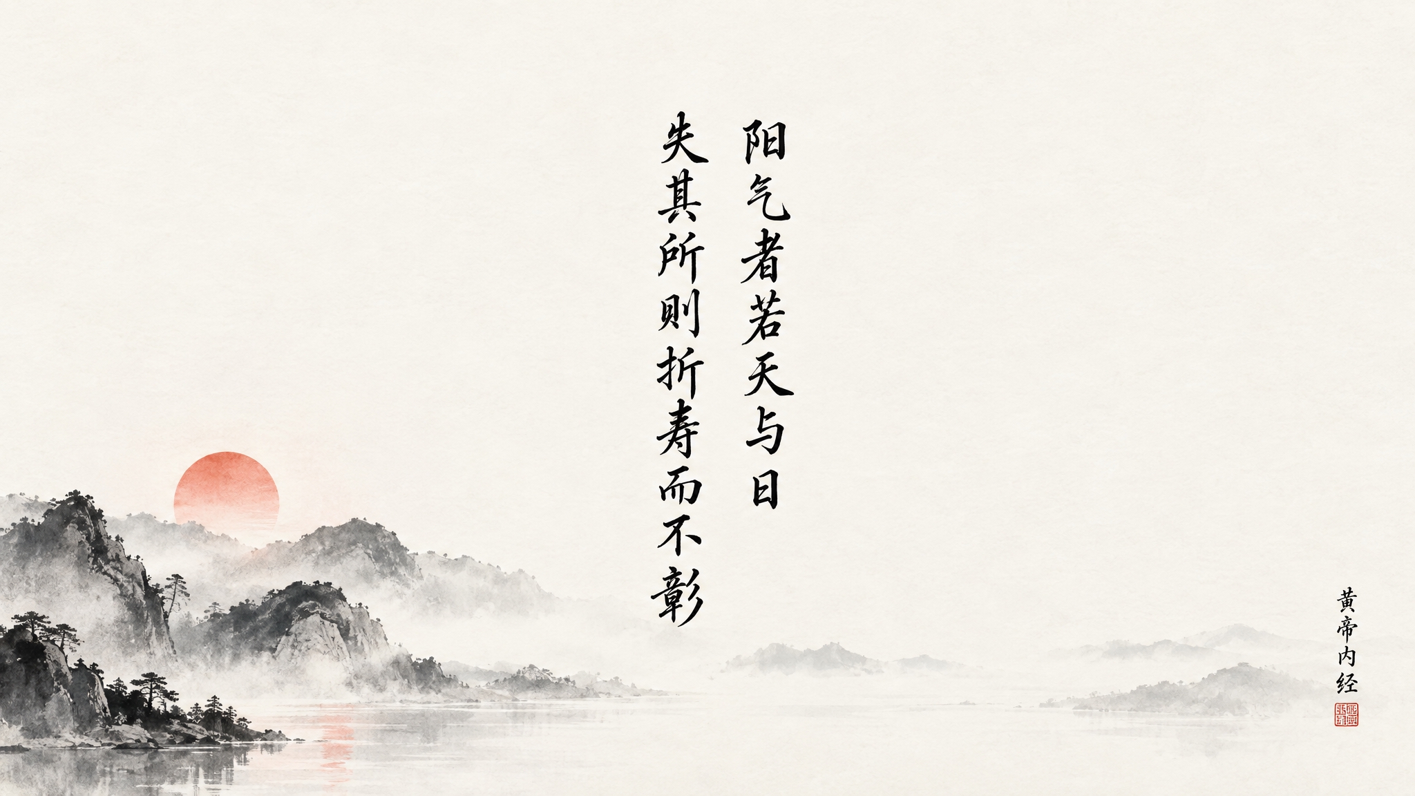 总起第一张，红日水墨极简中式意境，大面积留白，左下角一轮淡红日… - 图片创意预览